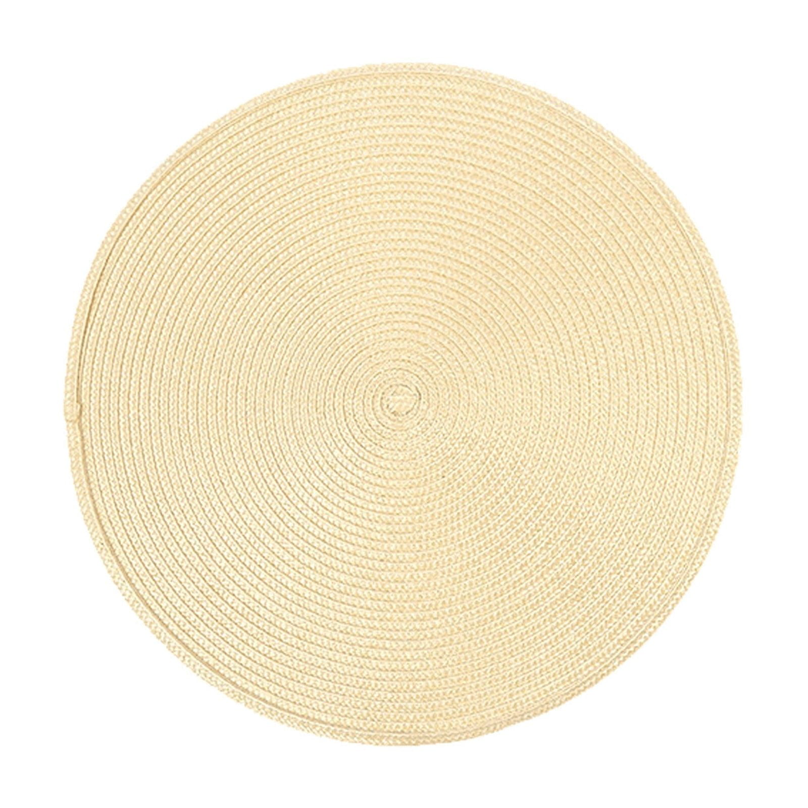 Round Braided Placemats Table Mats for Dining Tables Woven Washable Non-Slip Place mats 15 inch K