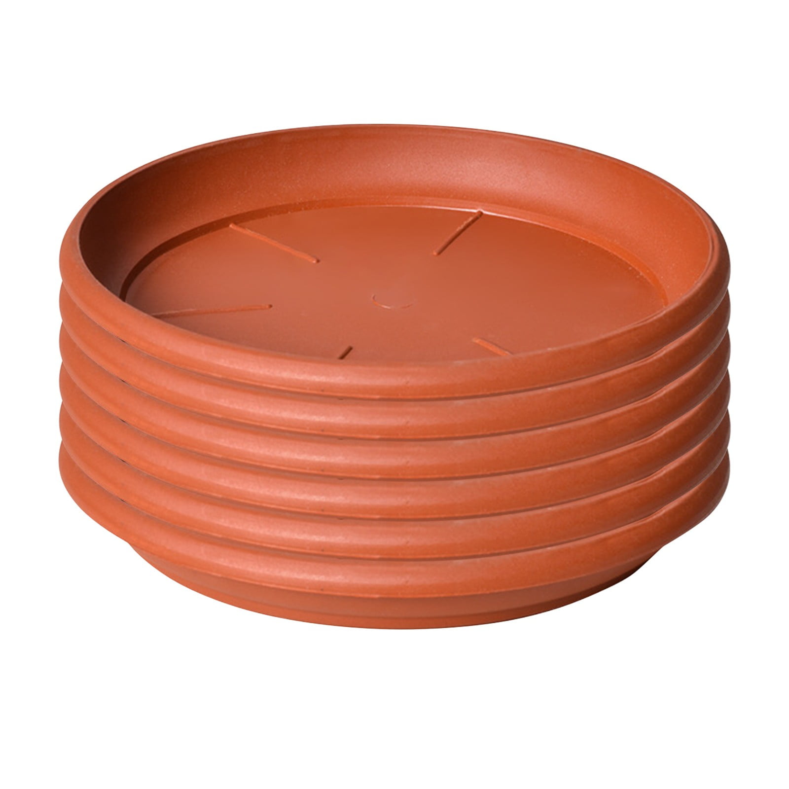 6 Pack Plant Saucer Tray 3.6 inch, Heavy Duty Plastic Pot Plant Drip Trays Saucers for Indoors Outdoor, Plant Water Tray for Planters 5.9" Brown