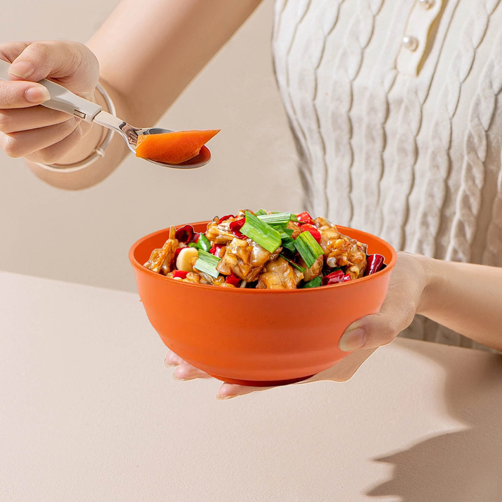 Kdkad Serviceable Plastic Cereal Bowls - Large Dishwasher-Safe Shatterproof Bowls for Soup, Salad & Snacks | Lightweight, Stackable Kitchenware for Home, Office & Restaurant Use As Show Green1