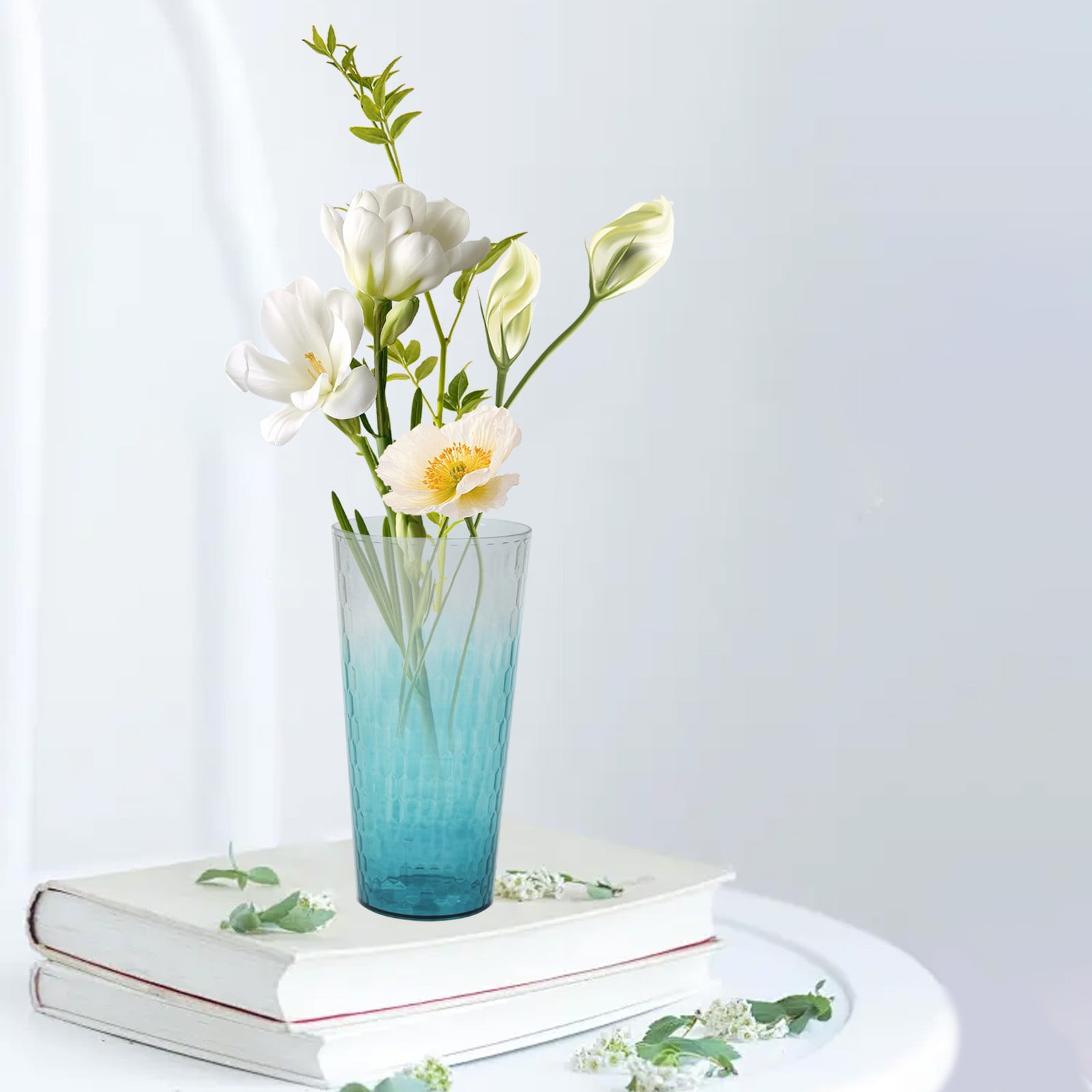 Kdkad Two-Tone High-Transparency Glass Vase - Multi-Color Flower Bucket for Living Room Decor, Floral Arrangements & Plant Cultivation (Serviceable Home Decoration, Modern Tabletop/Office Centerpiece) 5.3×10.2 in Pink
