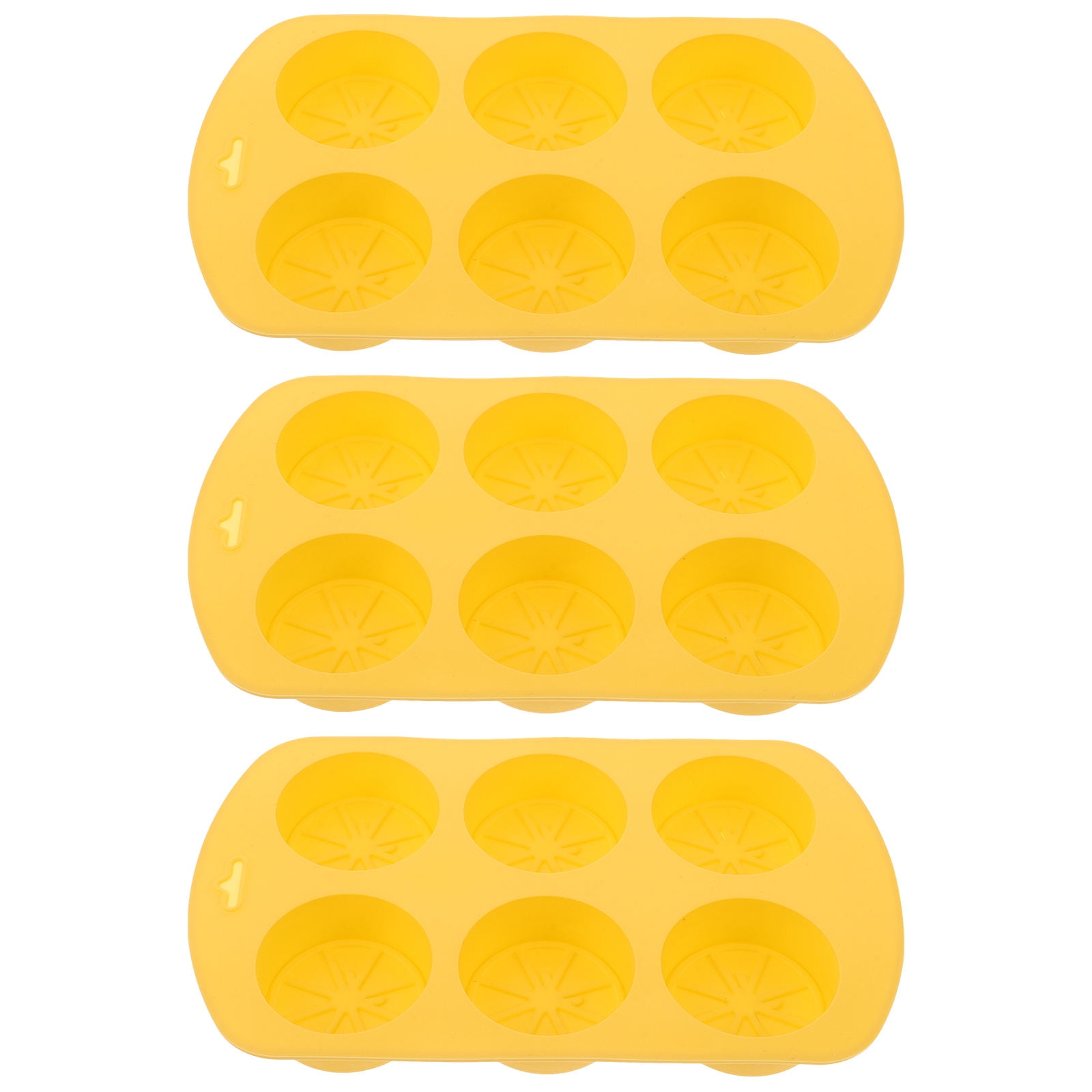 Silicone Baking Mold Lemon Slice Shaped for Soap Making Yellow 3Pcs