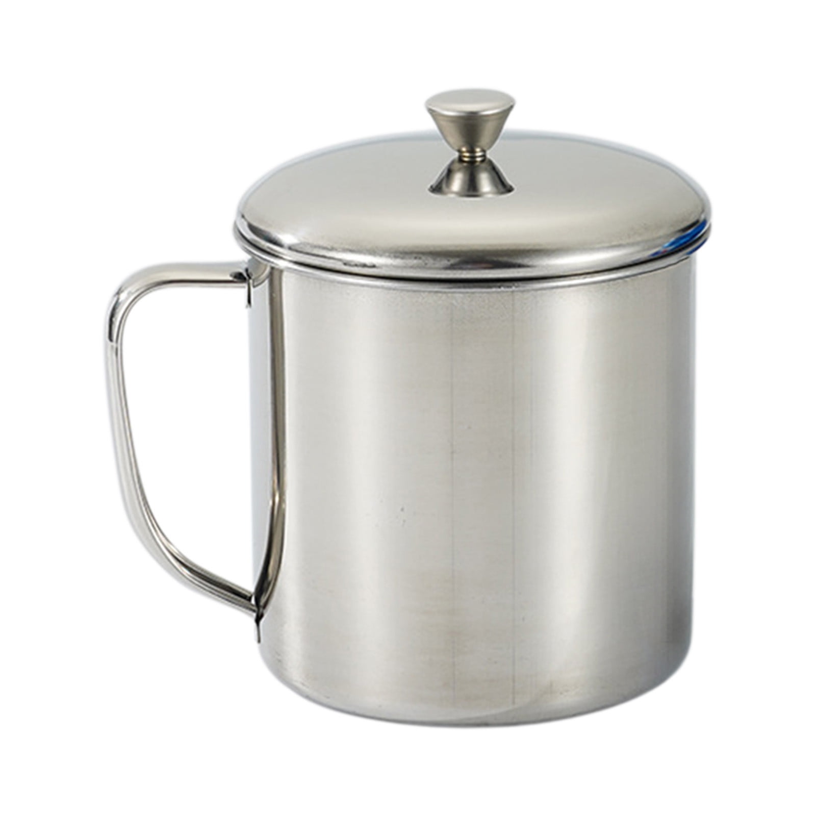 Stainless Steel Coffee Cup - Metal Tea Mug with Lid and Handle for Camping and Everyday Use XXL Silver