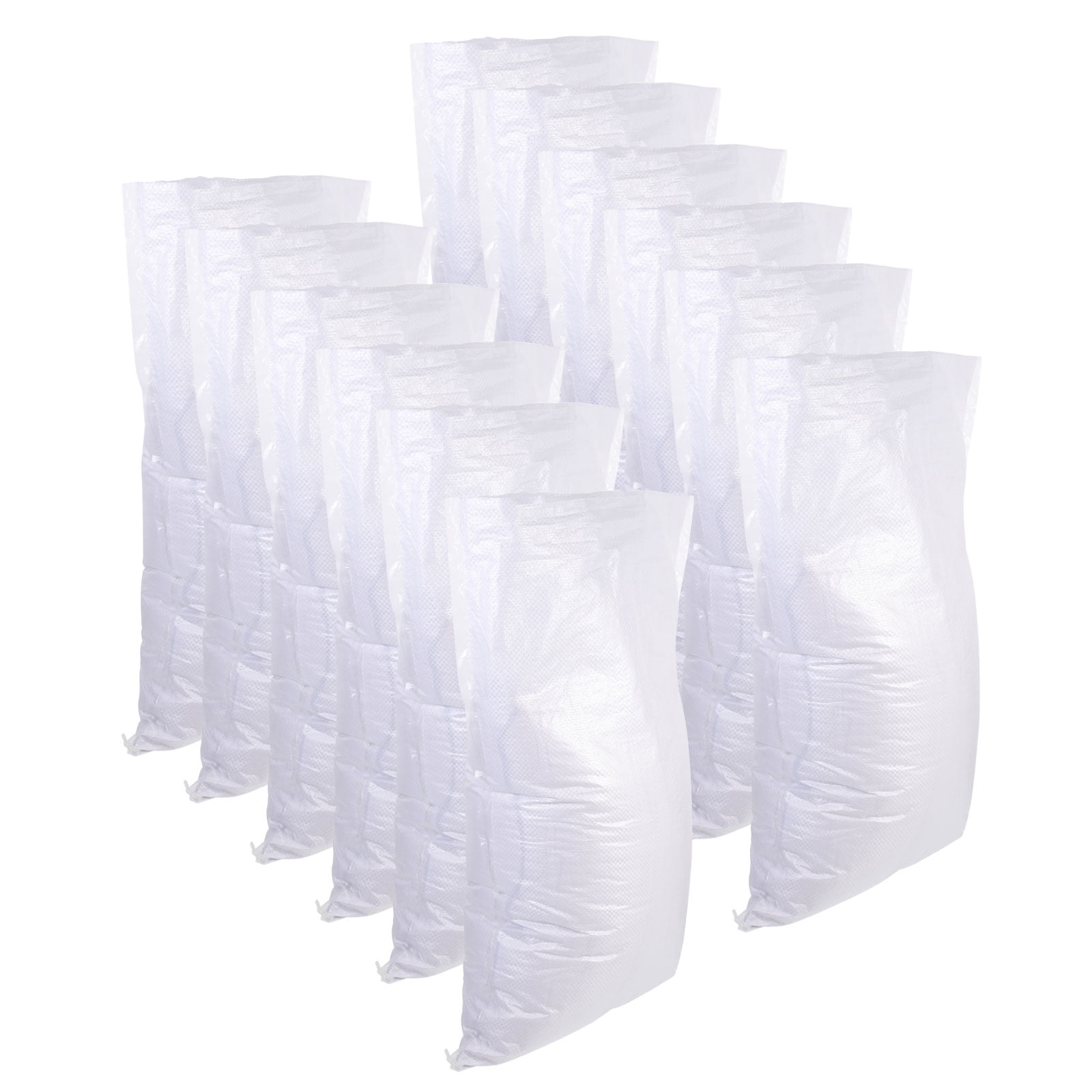 HOOWIFFY White PP Woven Sandbags for Flood , Home, Garage, Yard, and Outdoor Use