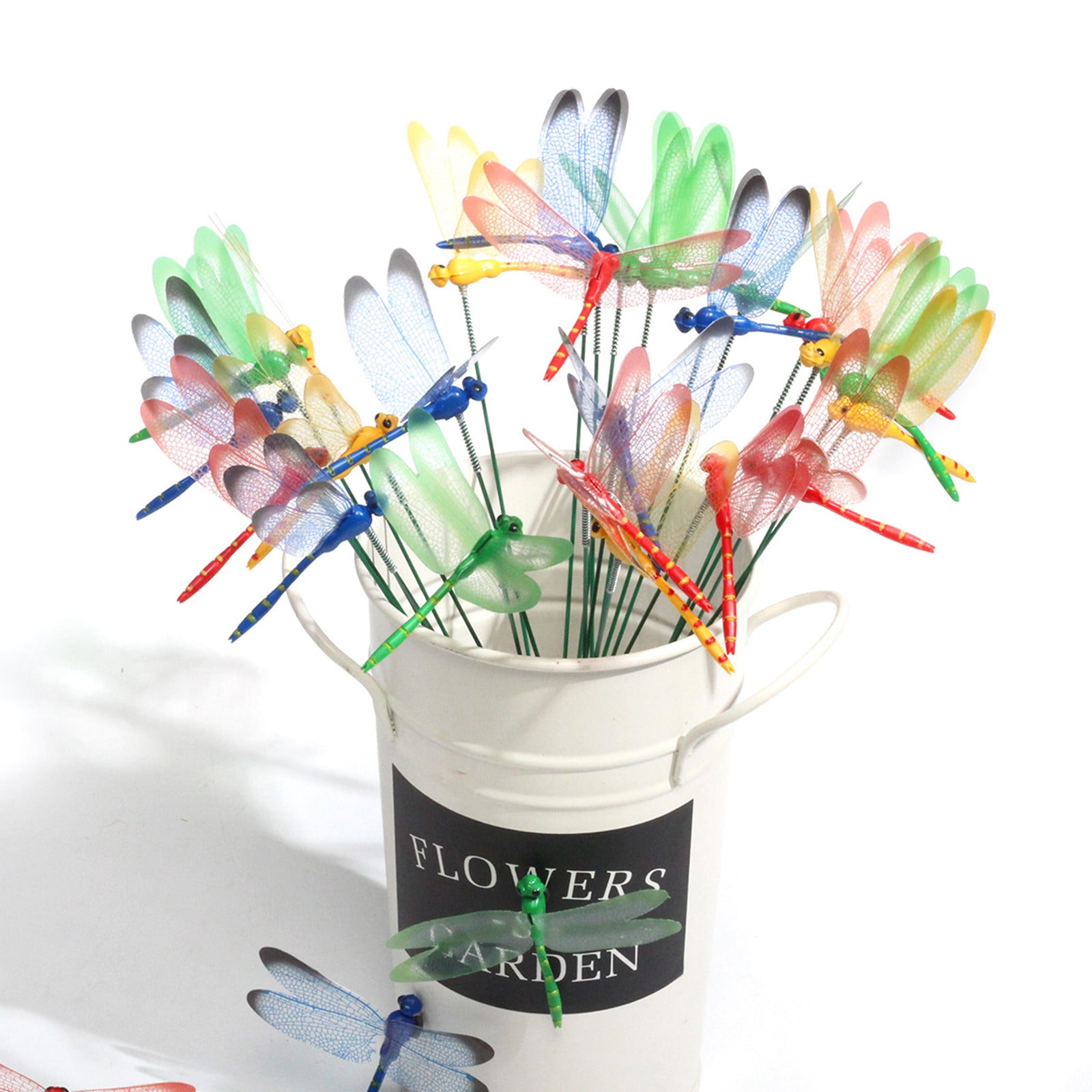 24 Pcs 3D Dragonfly Garden Decor Dragon Fly Garden Stakes Dragonflies Garden Ornaments Patio Decoration Dragonfly Stakes with Sticks, Colors Multicolor