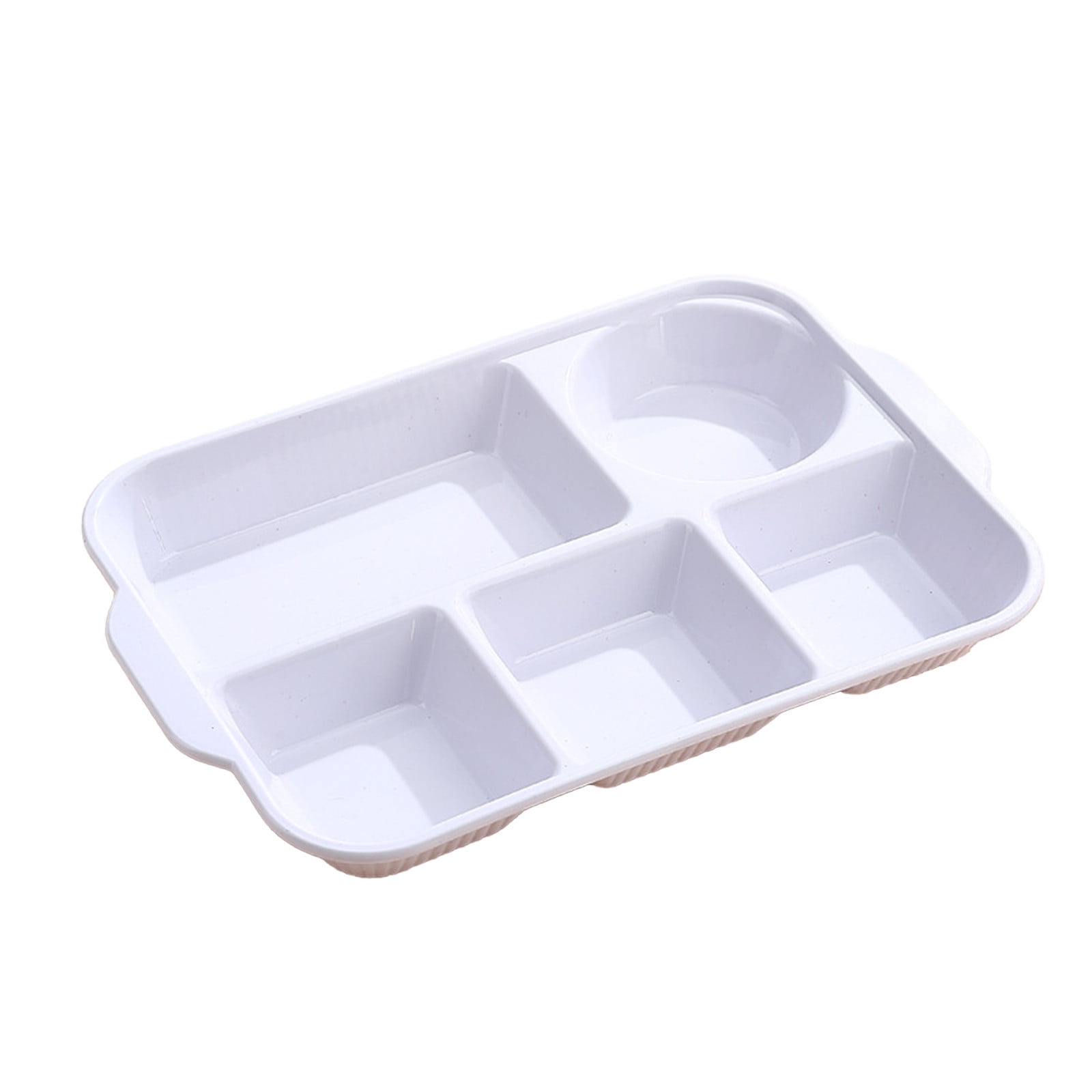 Unbreakable Divided Plates, 5-Compartment Wheat Straw Tray Divided Food Plates Lunch Trays Section Plates for Kids Adults, Microwave Dishwasher Safe, BPA Free White