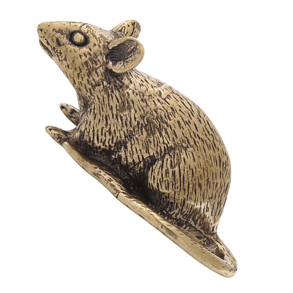 Brass Lucky Rat Figurine Traditional Feng Shui Sculpture for Home Decor and Office Display