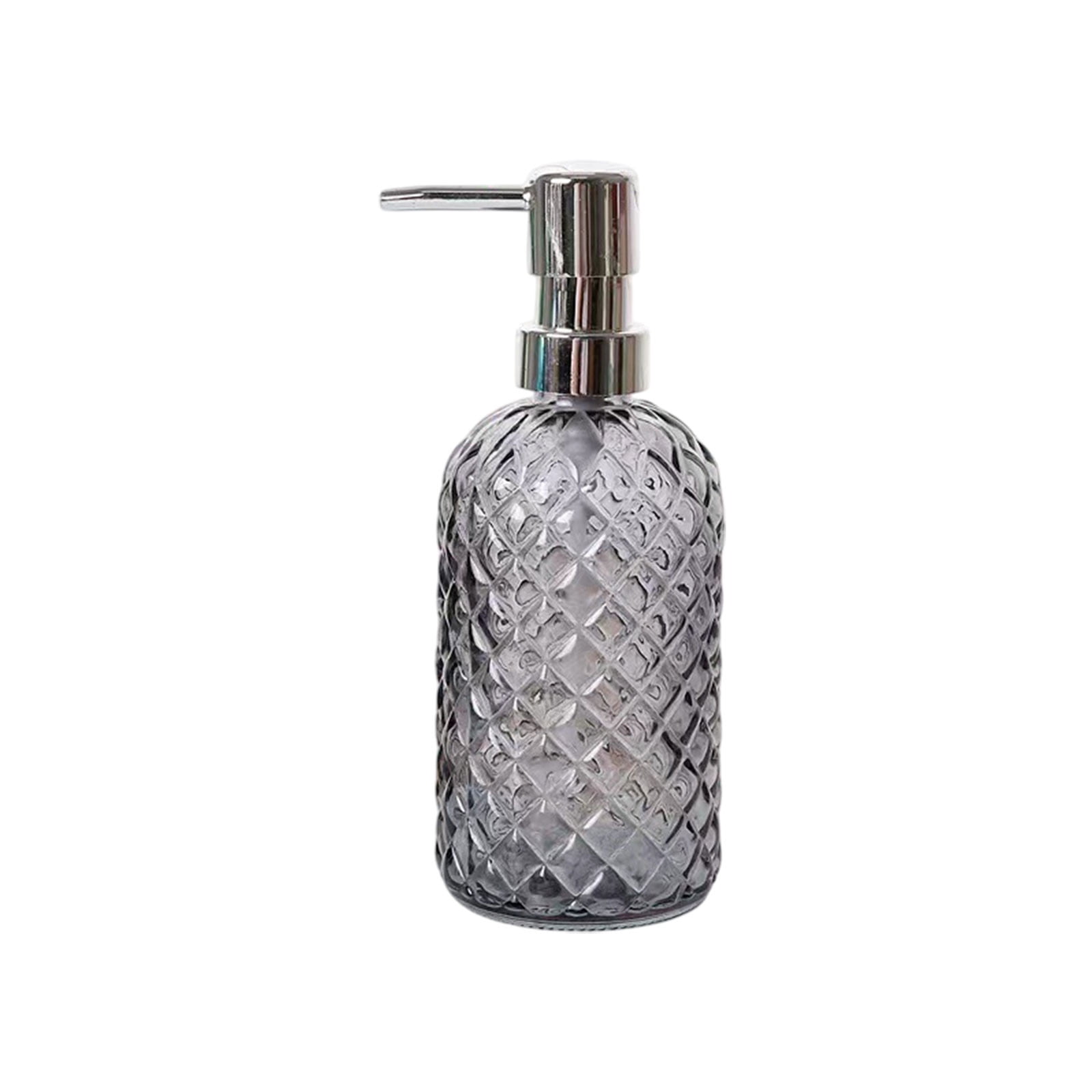 Glass Soap Dispenser 15 Oz for Bathroom Kitchen, Hand Soap/Lotion Dispenser with Plastic Pump Gray