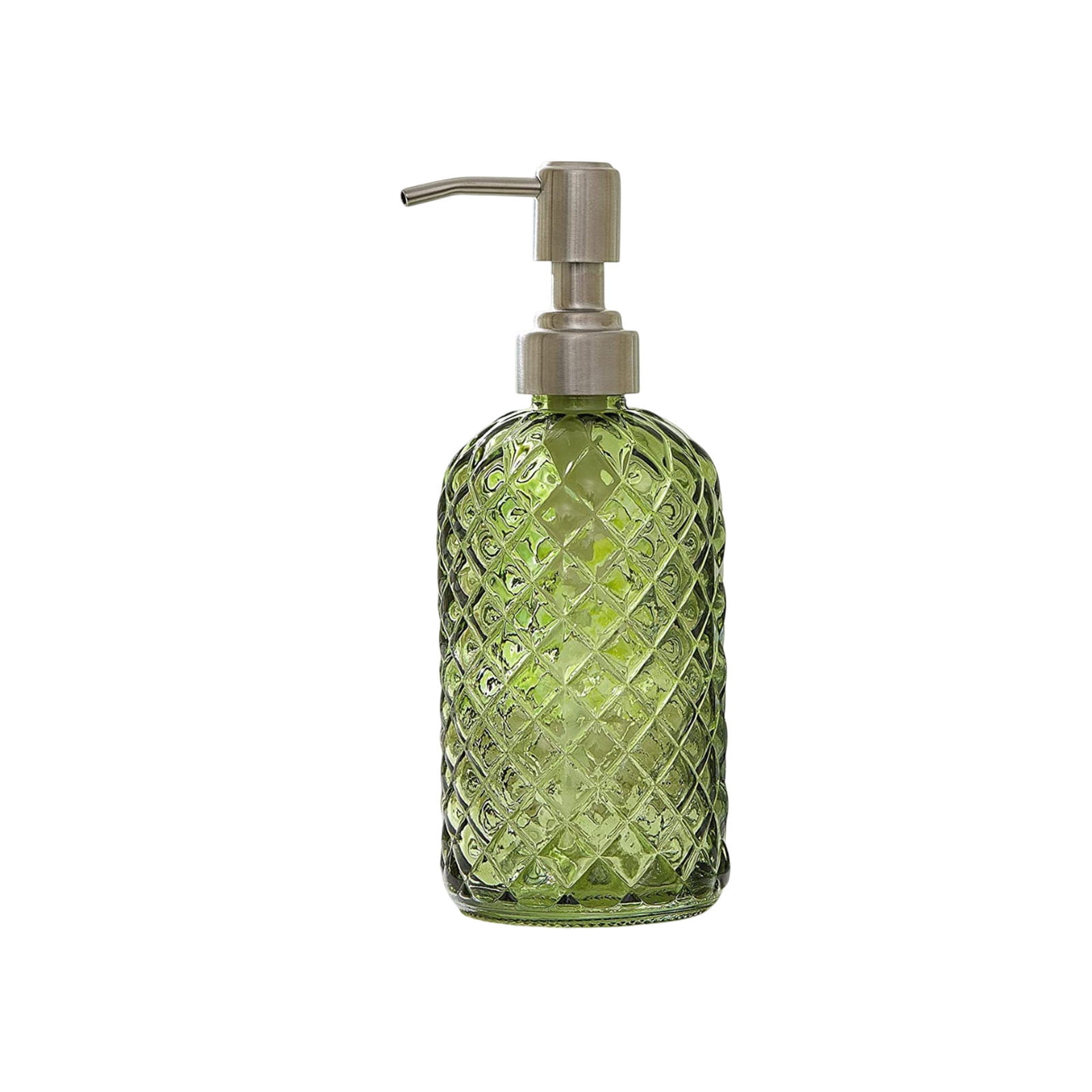 Glass Soap Dispenser 15 Oz for Bathroom Kitchen, Hand Soap/Lotion Dispenser with Plastic Pump Green
