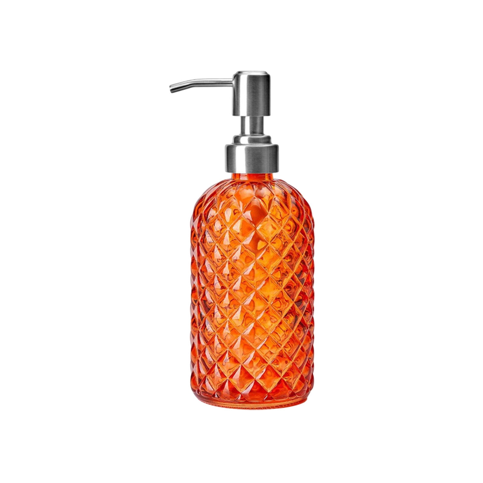 Glass Soap Dispenser 15 Oz for Bathroom Kitchen, Hand Soap/Lotion Dispenser with Plastic Pump Orange