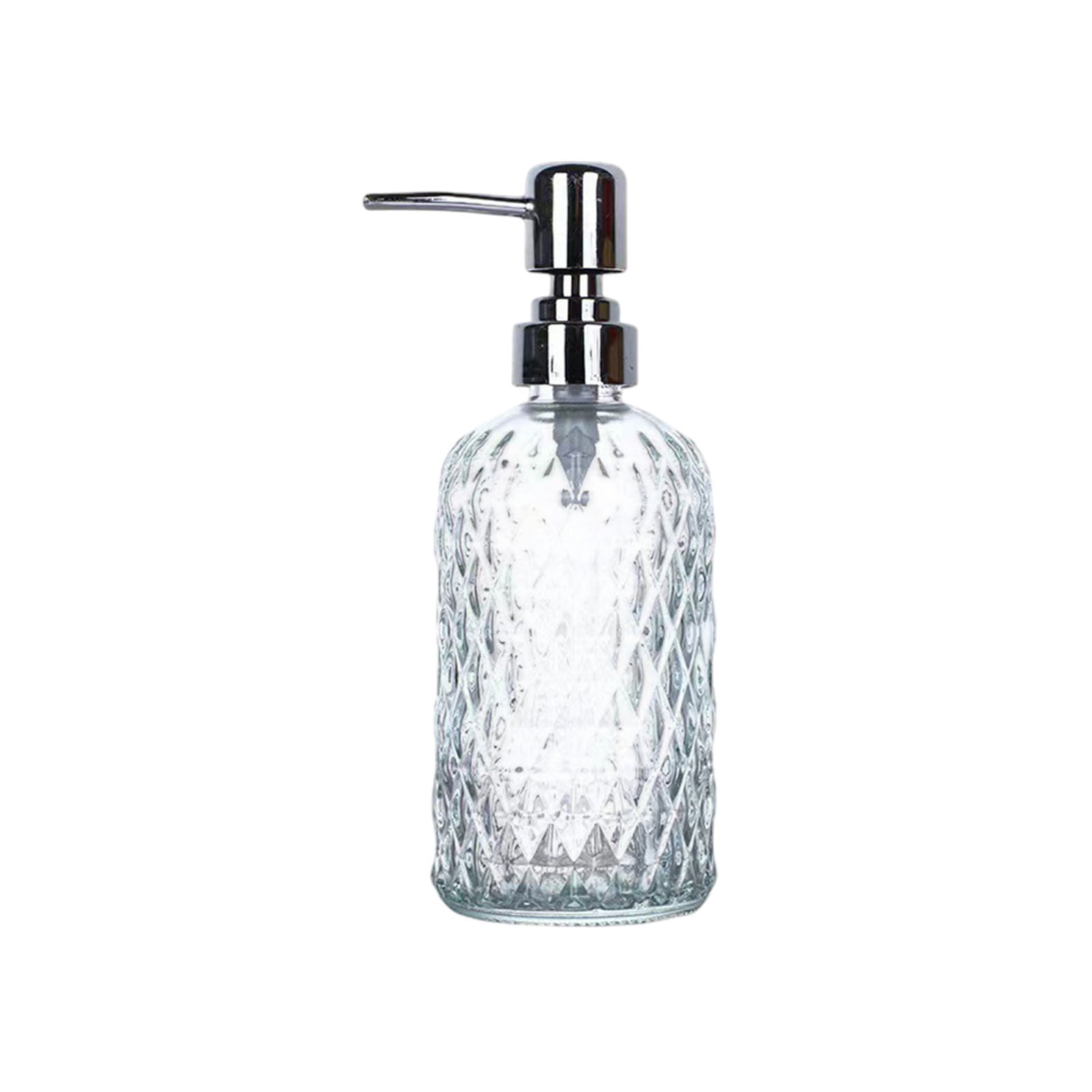 Glass Soap Dispenser 15 Oz for Bathroom Kitchen, Hand Soap/Lotion Dispenser with Plastic Pump White