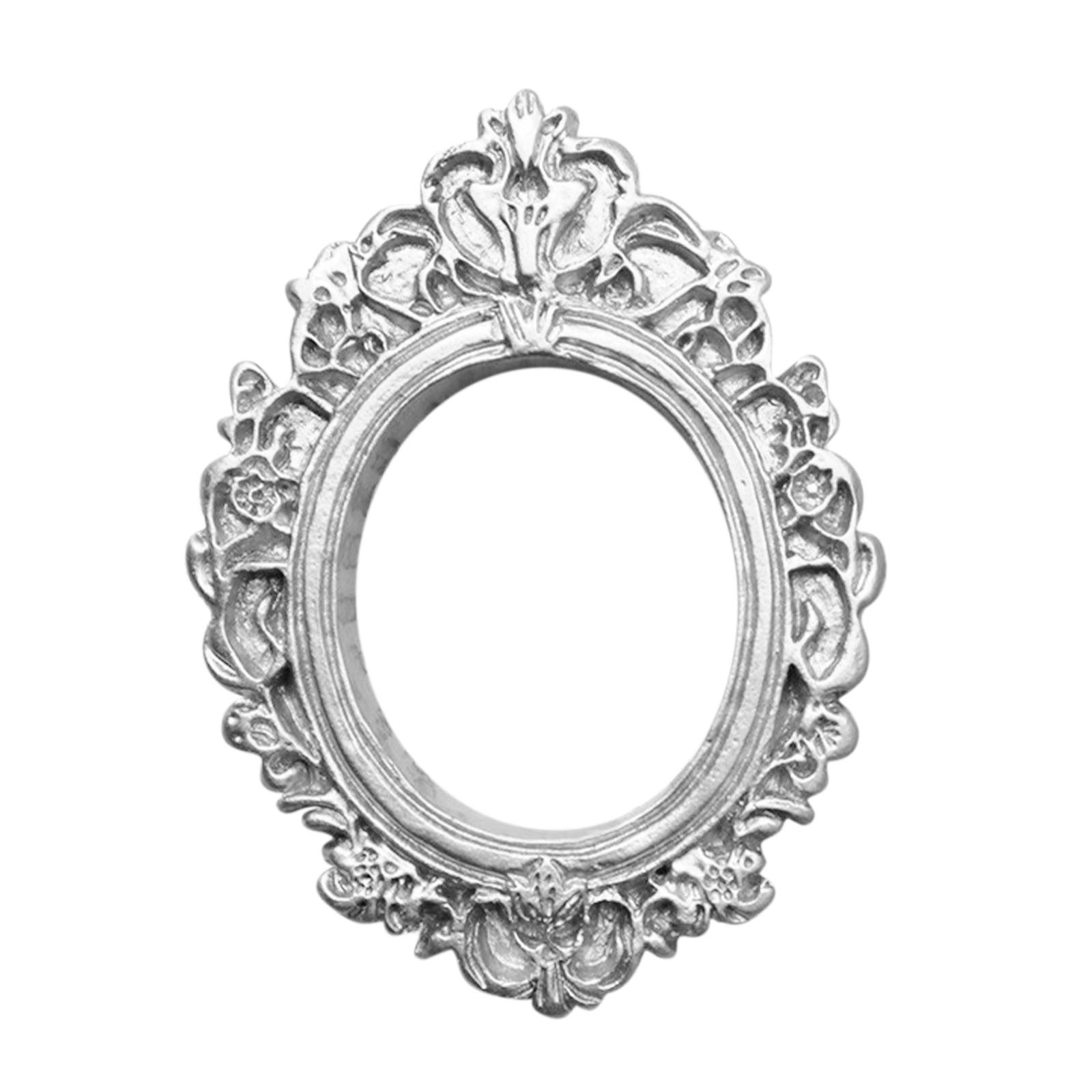 Vintage Picture Frames Tiny Picture Frames Antique Photo Frame Mini Vintage Frame Ornate Resin Oval Frame Table Top Display Frame Home Wedding Decor 2.8×2.1 in Silver