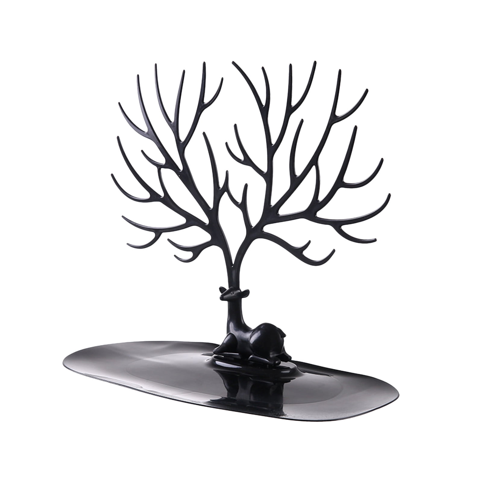 Jewelry Tree Stand Organizer Jewelry Display Tray Deer Tree Jewellery Holder Hanger for Necklaces Bracelet Earrings Birthday Gifts Jewellery Stand Rack Storage 9.6×5.7×8.5 in Black