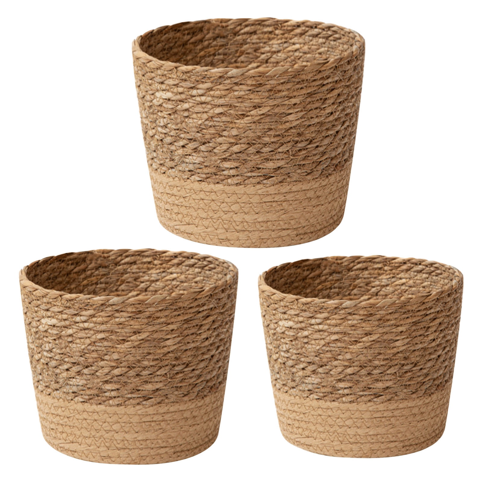 Woven Seagrass Plant Basket, Flower Pots Home Boho Decor, Storage Picnic Grocery Straw Bag for Plant Artificial Tree - 5.5"×8.7"×6.3 D