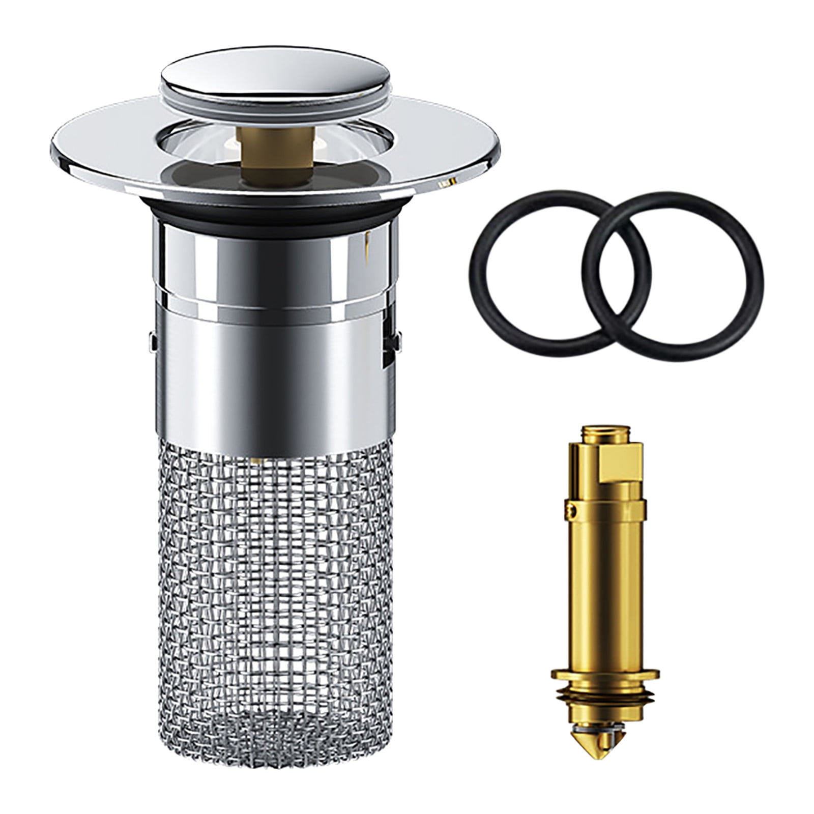 Universal Bathroom Sink Stopper, Basin Sink Drain Strainer, Bathroom Sink Plug with Stainless Steel Hair Catcher on 1 pc A