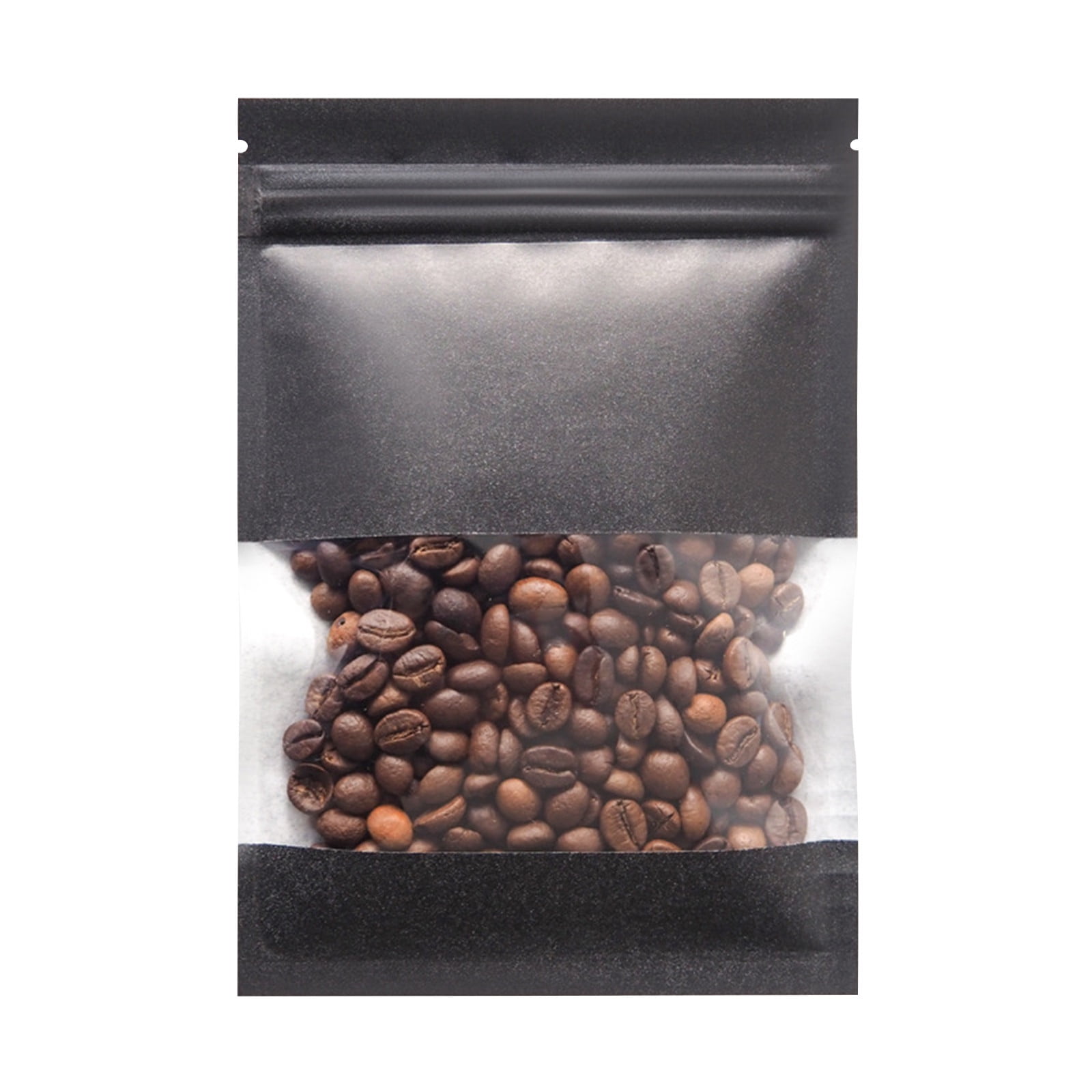 Kraft Paper Bags, Pouches Packaging Paper Sealable Bags, Food Packaging Bags with Window, Ziplock Coffee Bags for Small Business, Resealable Bags 5.1×3.5 in BLACK