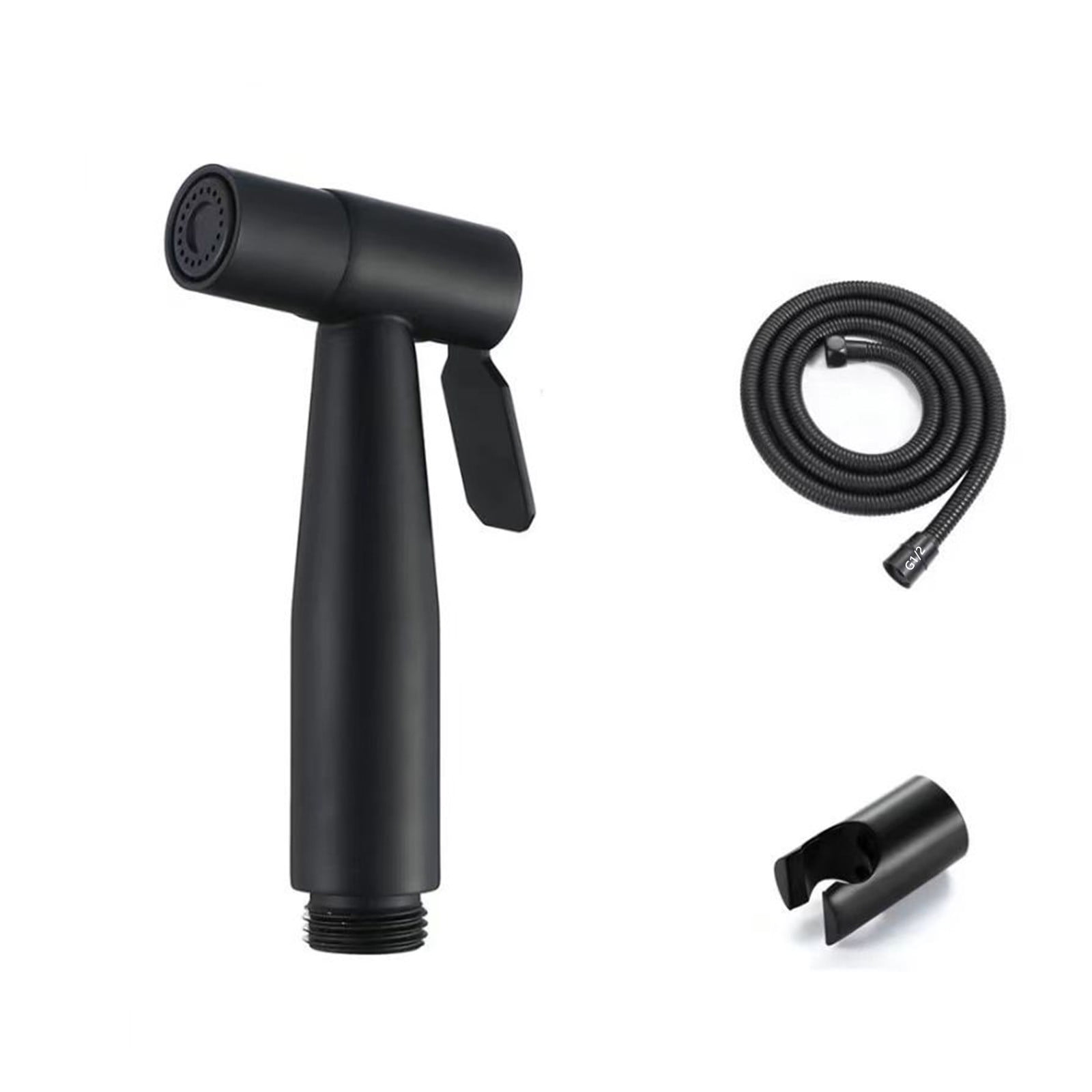 Kdkad Handheld Bidet Sprayer for Toilet, Premium Stainless Steel Bathroom Bidet Sprayer Set, Baby Cloth Diaper Sprayer with Superior Complete Bidet Spray Hoses Kit, Support Wall or Toilet Mount 4.7×2.3 in Black