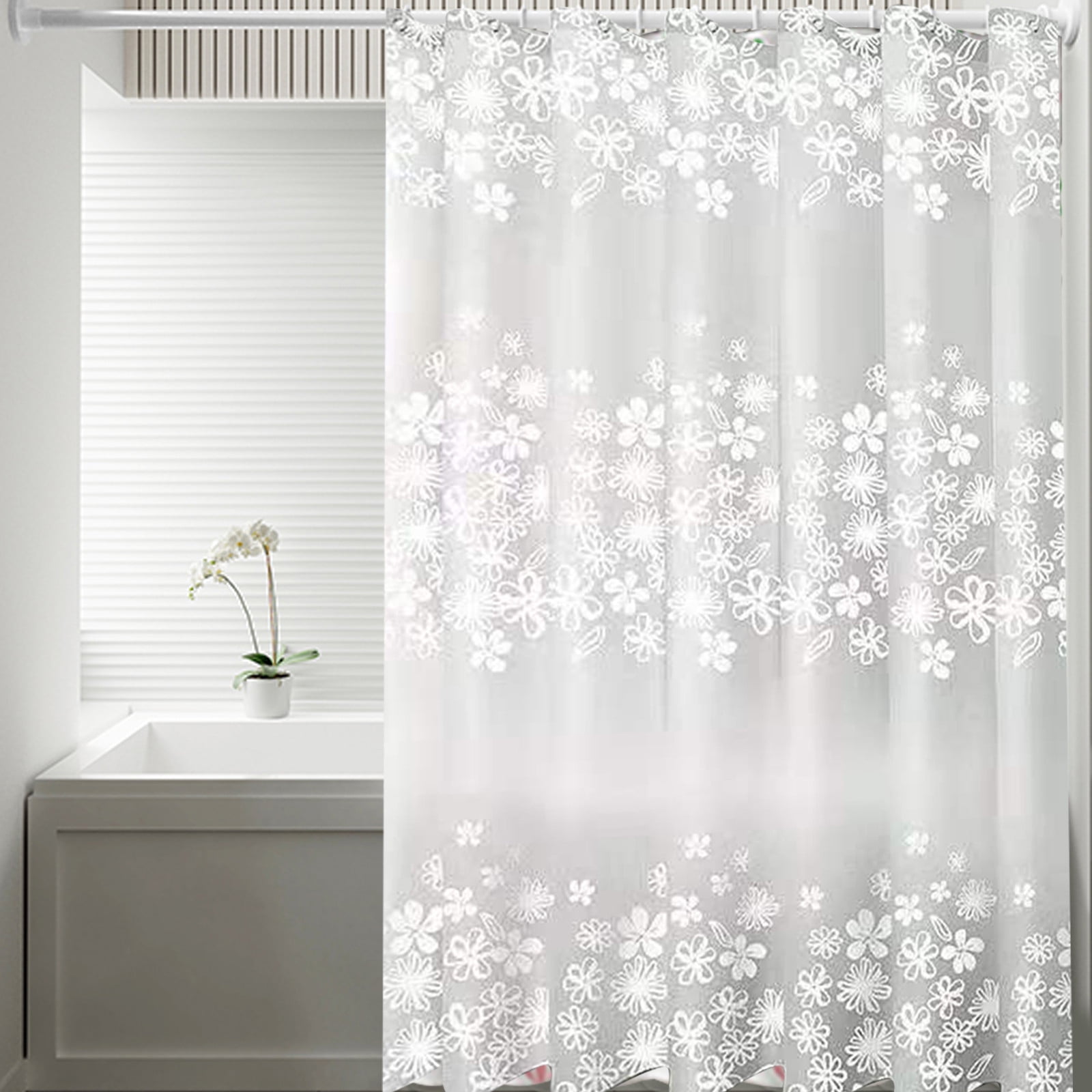 Kdkad Shower Curtain, 31.5×71 Inch Shower Curtain Liner, Waterproof Plastic Shower Liner, Cute Lightweight Shower Curtain for Bathroom 47.2×71 in White