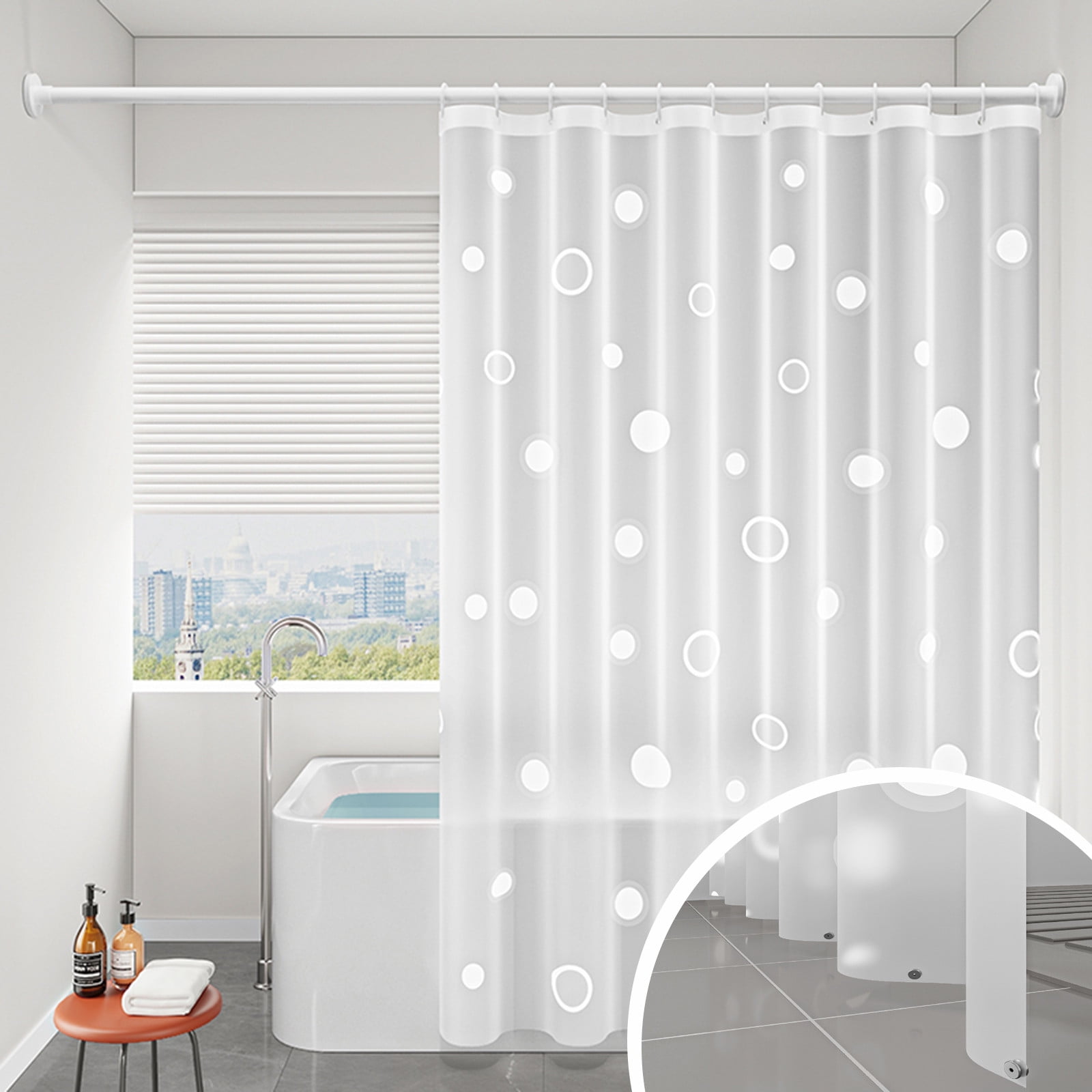 EVA Bathroom Shower Curtain Frosted Floral Waterproof Shower Curtain Line Lightweight Plastic Bathroom Shower Curtain with Weighted Magnets for Shower Stall Bathtubs 12 Hooks S C