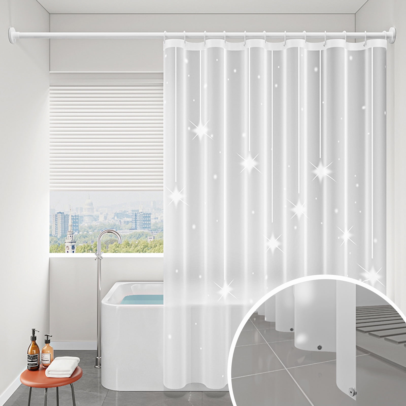EVA Bathroom Shower Curtain Frosted Floral Waterproof Shower Curtain Line Lightweight Plastic Bathroom Shower Curtain with Weighted Magnets for Shower Stall Bathtubs 12 Hooks XL D