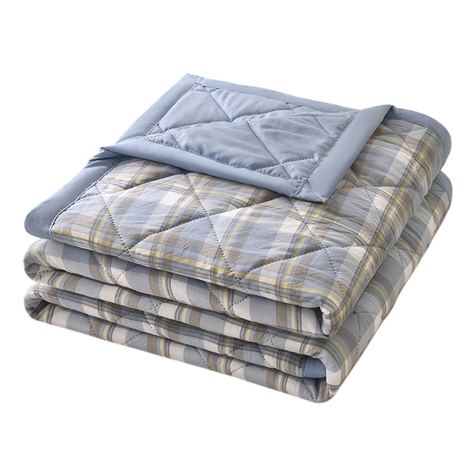 Reversible Patchwork Quilts,Lightweight Plaid Bedspreads Coverlets Quilt Bedding Blanket for All Seasons- blue A - 59X39"