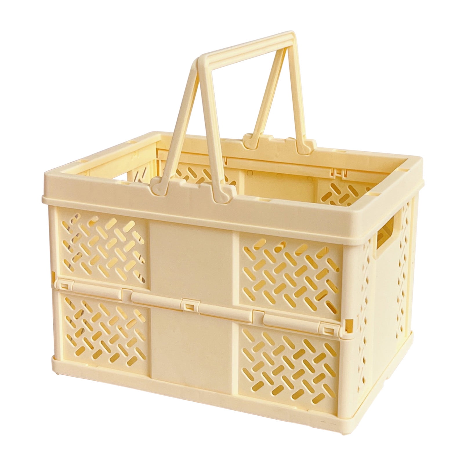Large Picnic Basket, Collapsible Picnic Basket, Basket With Handle, Beach Picnic Basket, For Home, Kitchen, Camping, Picnic, Beach, Shopping Yellow