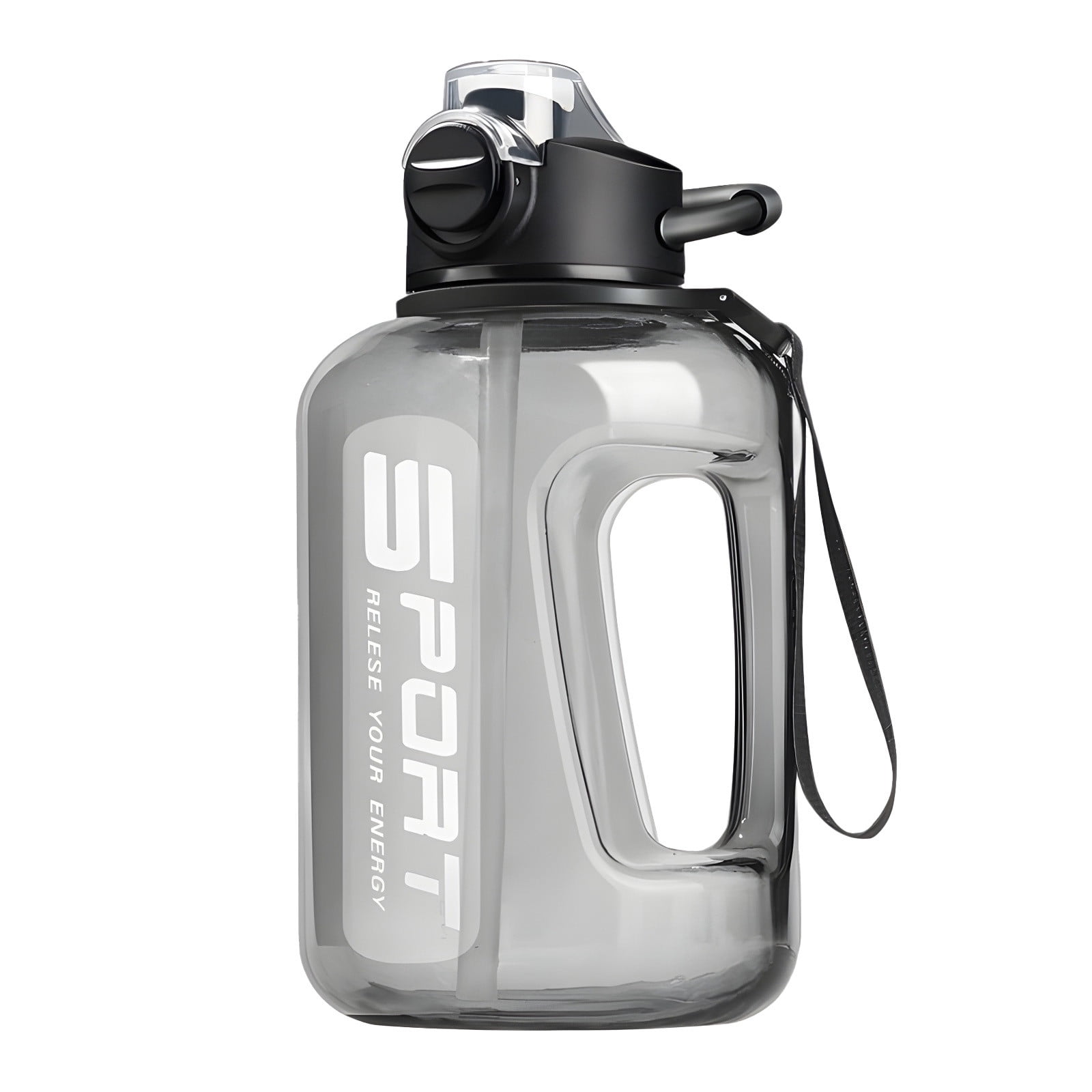 58oz Water Bottle for All Day Hydration Big Water Bottle with Straw Measures Daily Gym Water Bottle with Handle Leakproof Sports Water Bottle for Gym Camping Outdoor(Black） Black-58oz