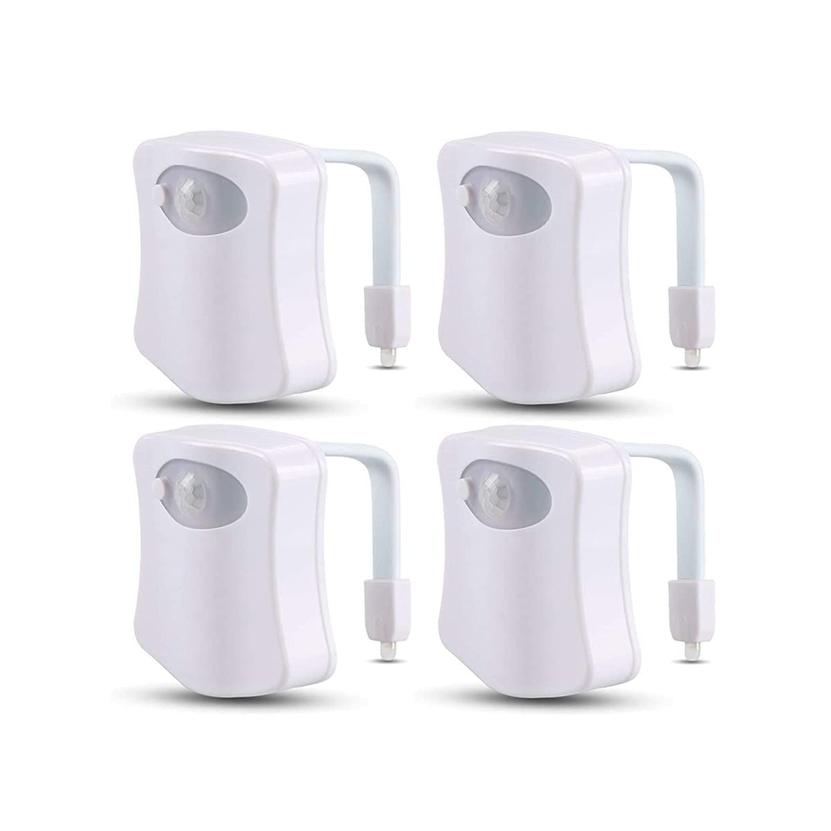 4 Pack Toilet Night Light with Motion Activated Sensor, 16 Colors LED Nightlight Inside Bowl, Cool Stuff for Bathroom Decor Accessories, Unique & Funny Gadgets for Men/Kids