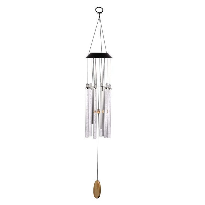 Solar Wind Chimes for Outside,37 Inch Memorial Wind Chimes Gifts for Mom Grandma, 6 LED Tubes Color Changing Waterproof Windchimes Hanging Ornament