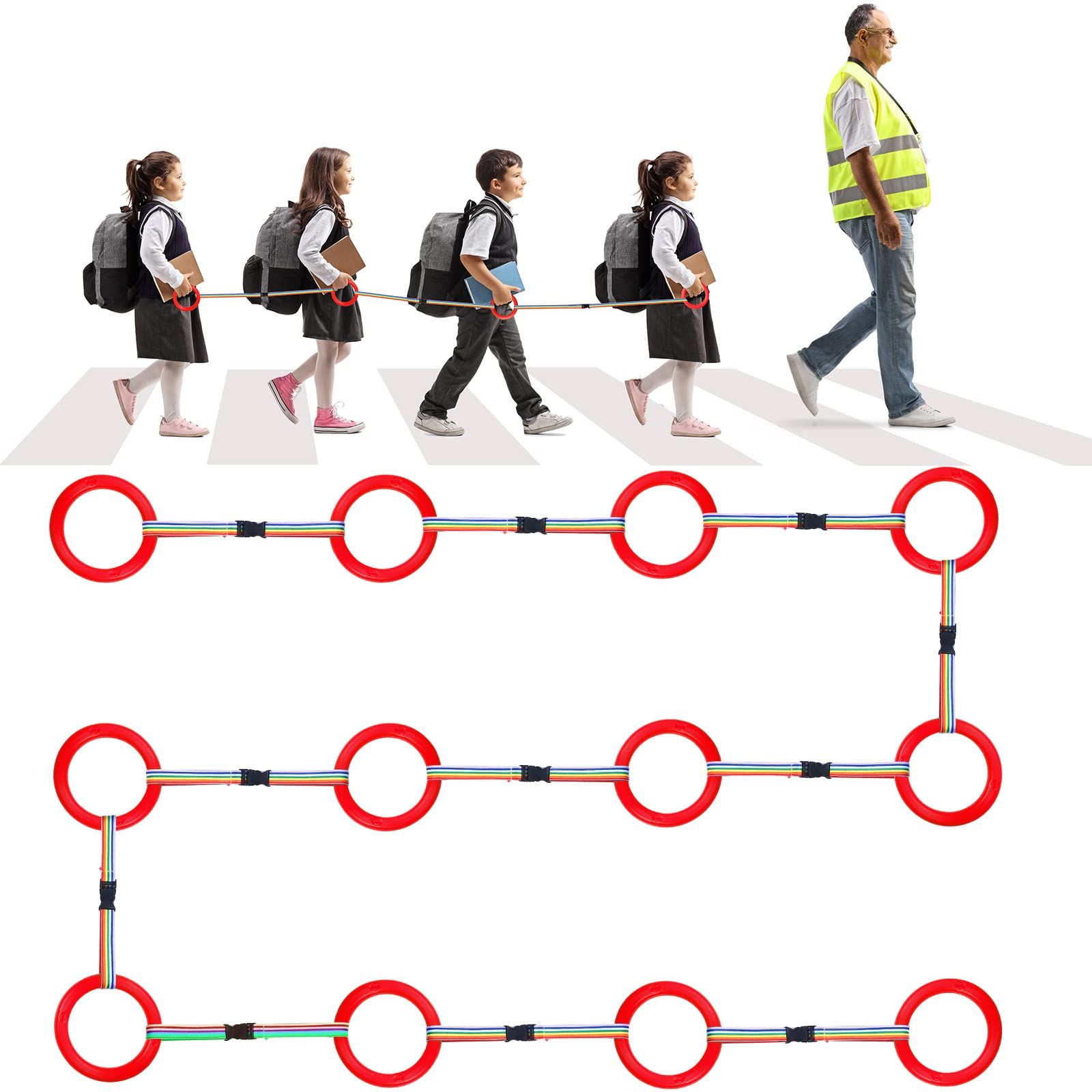 12 Set Toddlers Walking Rope for Preschool Toddlers Detachable Transition Rope Safety Daycare Rope for Preschool Daycare Kindergarten School Kids Outdoor Supplies (Red)