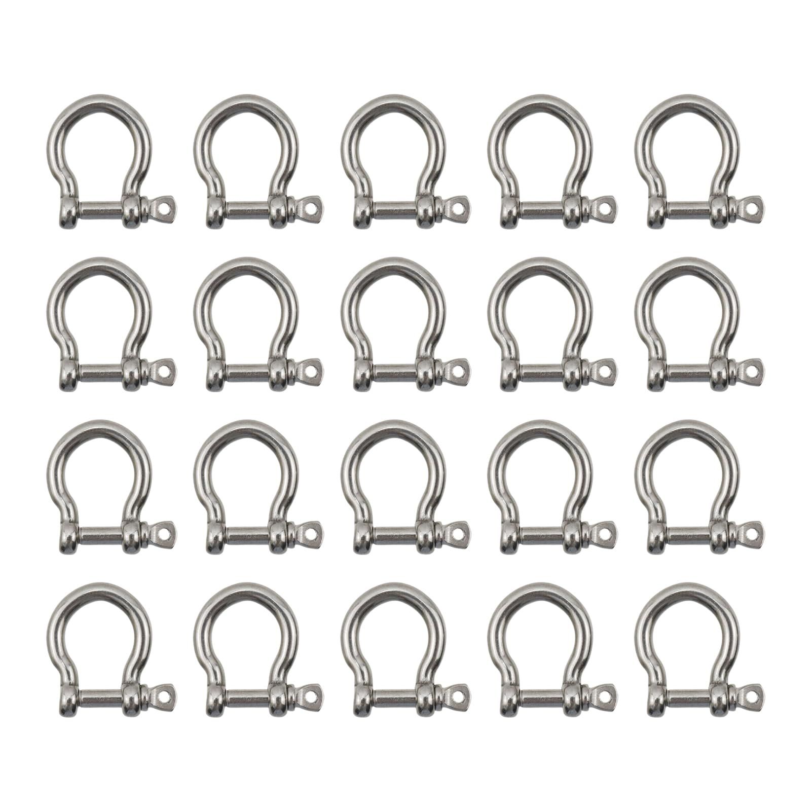 20Pcs M4 D Ring Shackle 304 Stainless Steel Screw Shackle Heavy Duty Screw Pin Shackle -Dia. : 0.16"/4mm