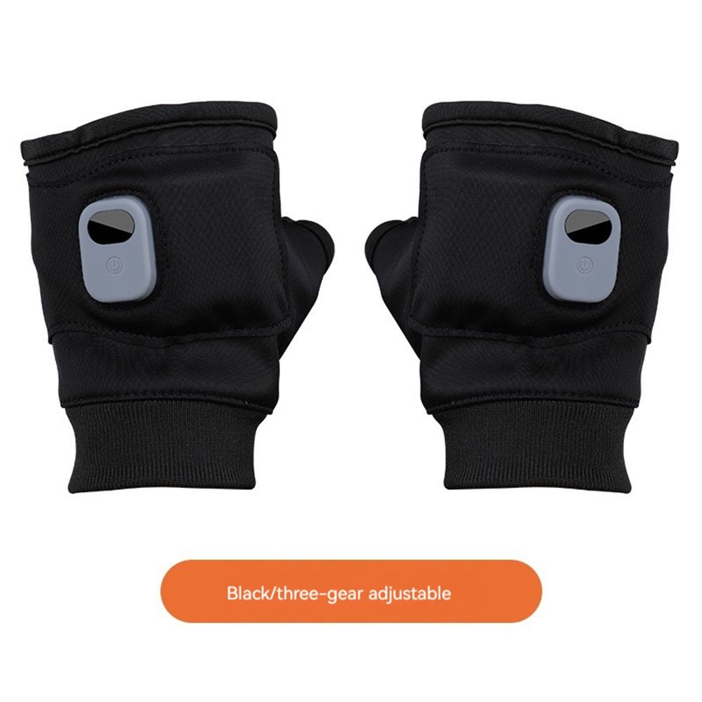 Portable Heating Gloves ElectricFingerless Heating Writing Gloves for Students,Hand Warmer for Indoor and Outdoor(black a pair of)