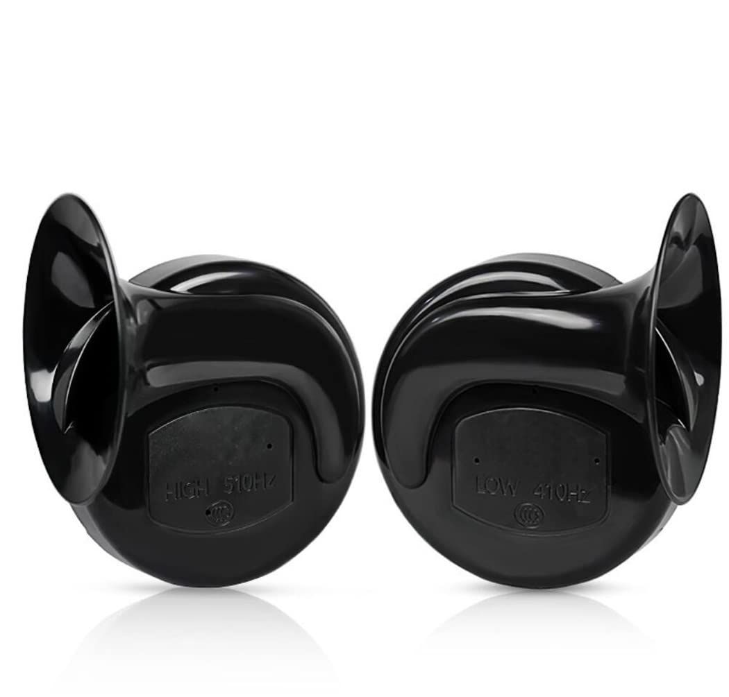Train Horn for Truck 2pcs 12V Air Horn for Car Snail Electric Air Horn Marine Boat Loud Alarm Kit Boat Motorcycle Dual-tone Car Horn Loud Signal (Black)