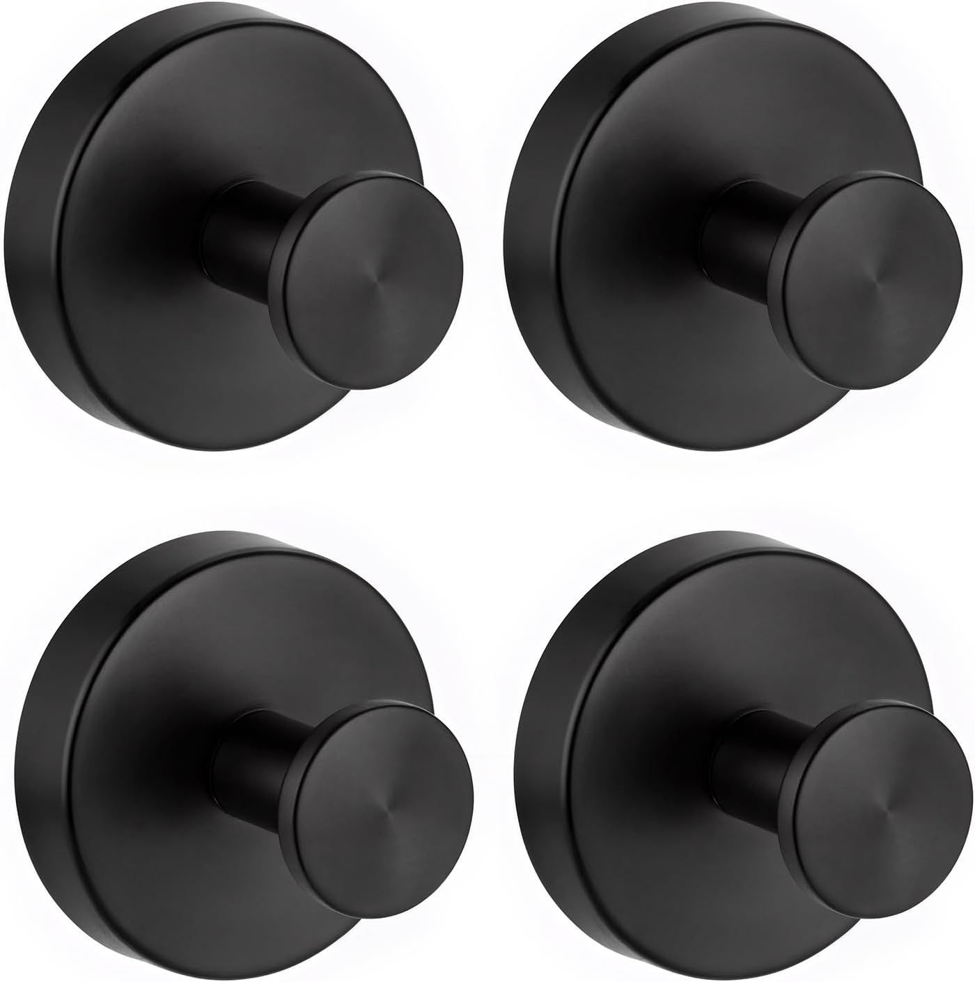 Suction Cup Hooks for Shower, Removable Towel Hooks for Bathrooms Wall, Glass, Window No Drill Shower Suction Hooks for Hanging, Robe, Loofah, Wreath 4 Pcs Black