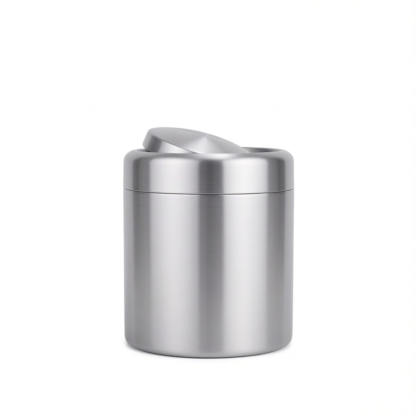 Covered trash cans, brushed stainless steel trash cans, cylindrical trash cans, bathroom, living room, office, kitchen trash cans (silver)