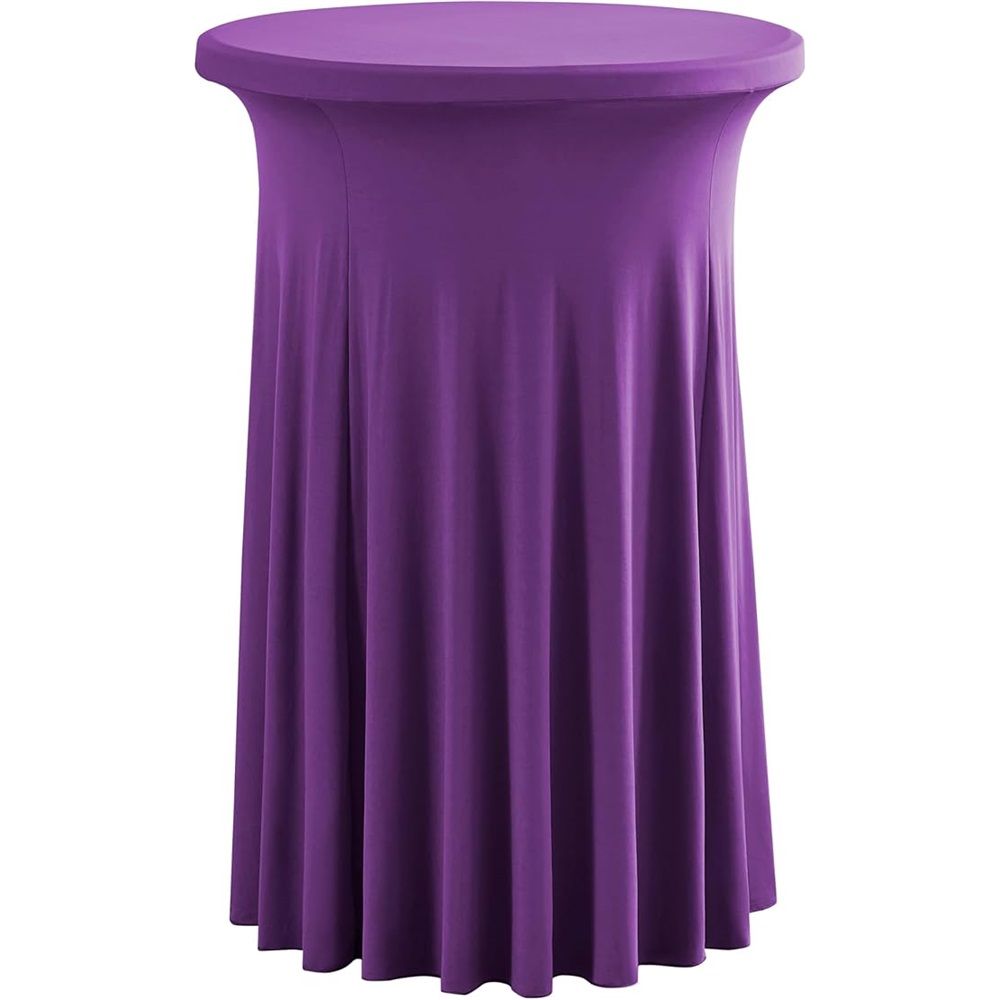 Cocktail Table Covers with Ruffle Skirt Stretch Fitted Cocktail Tablecloth Linens for Round Tables Washable Decorative High Top Table Covers -  Purple（60*110cm）