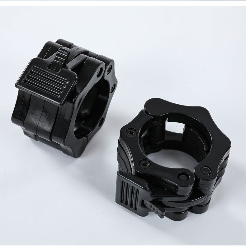 A pair of Olympic bar lock heads, plastic lock for barbell plates, 50MM (black)