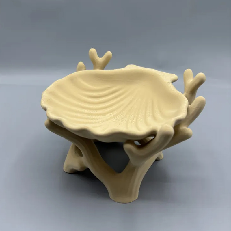 3D printed organic coral and seashell jewelry and key storage box, flesh-colored