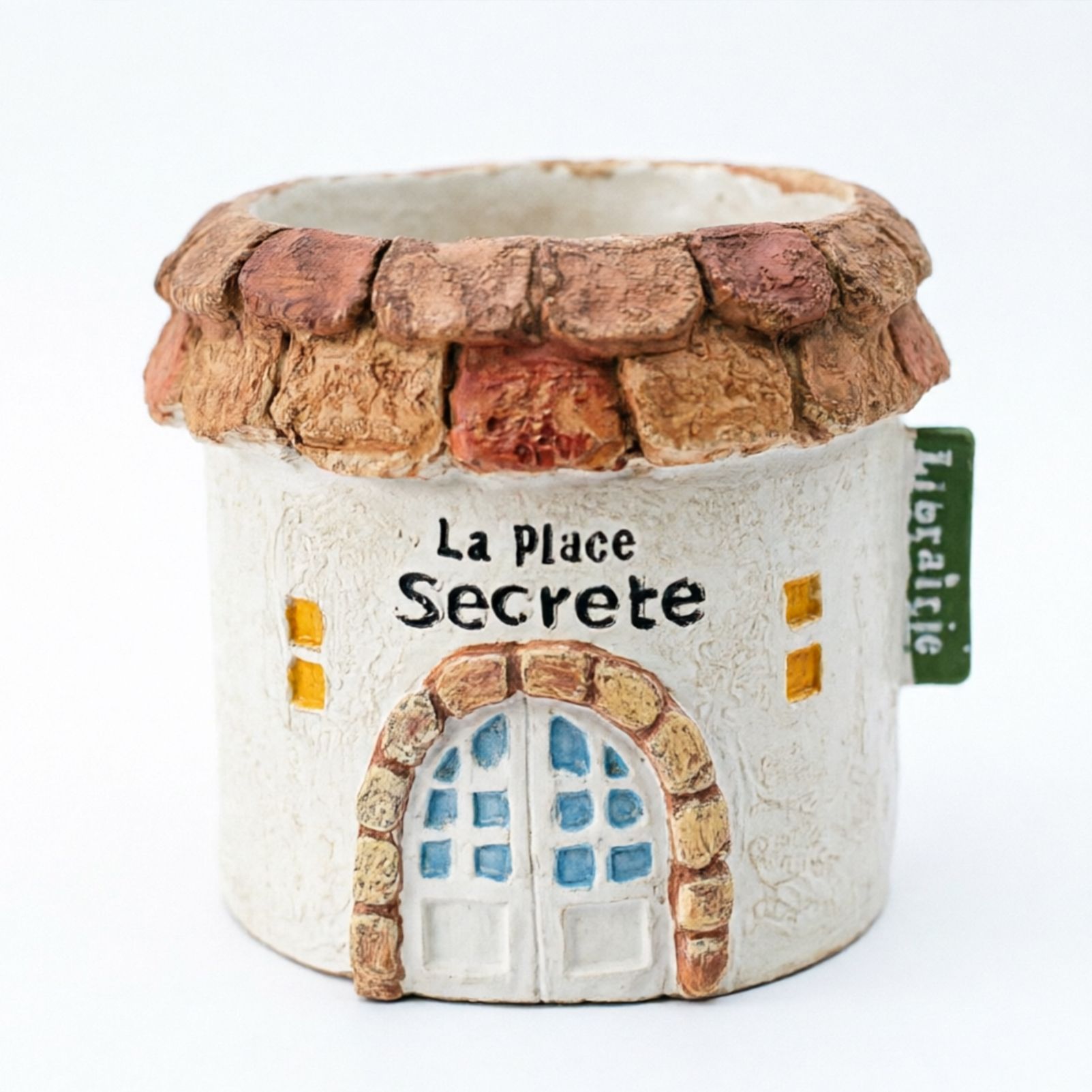 Mini Resin Round Cottage House Planter French Country Style Succulent Pot with Drainage Hole, Rustic Garden Decor for Indoor/Outdoor Desktop, Small House-Shaped Flower Pot
