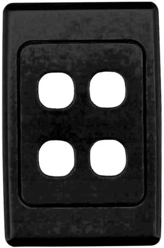 Clipsal 2000 Series Flush Surround and Grid Plate 4 Gang, Vertical/Horizontal Mount, Standard Size | Black | 2034VH-BK