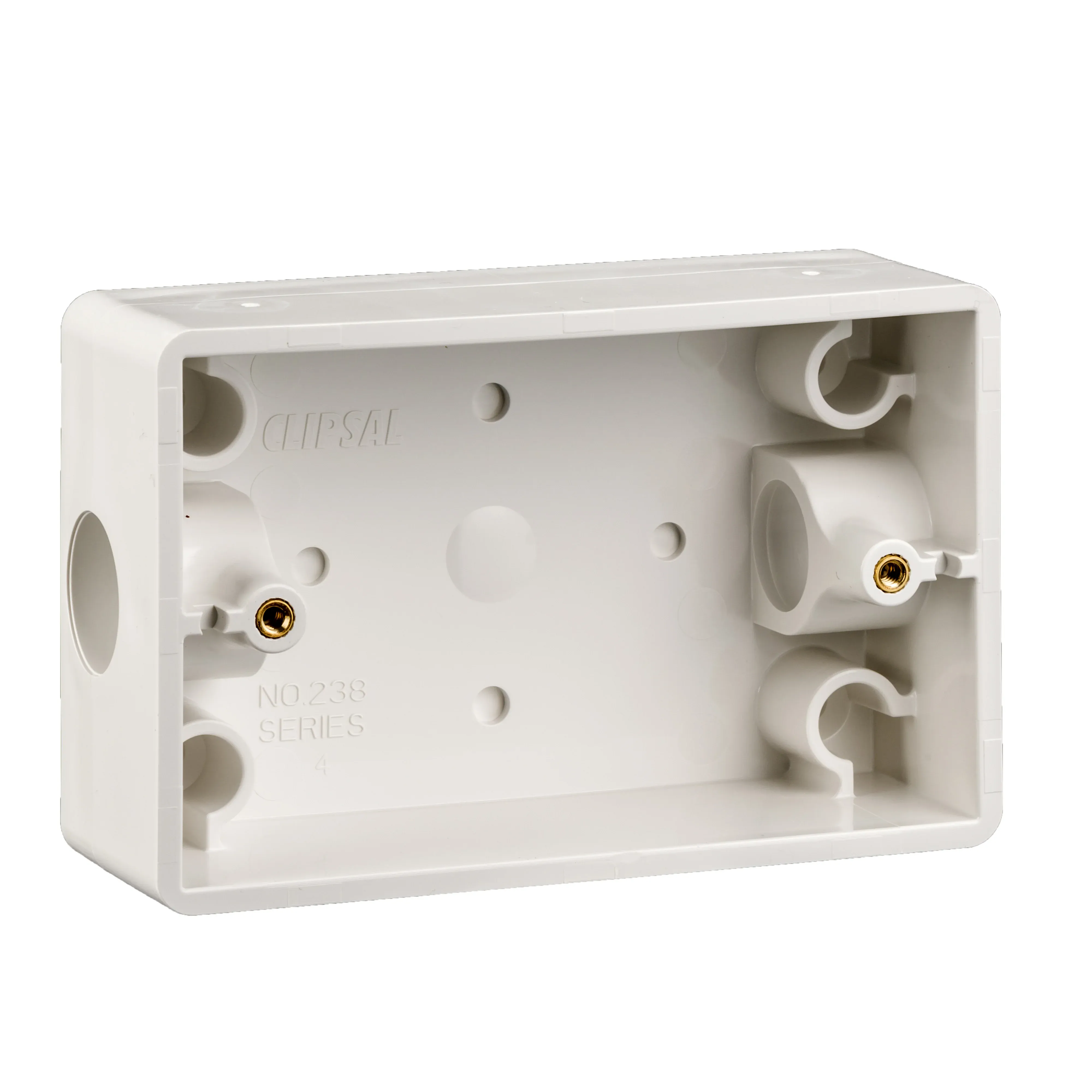 Clipsal Surface Mounting Box PVC 1 Gang 2x20mm End White | 238WE