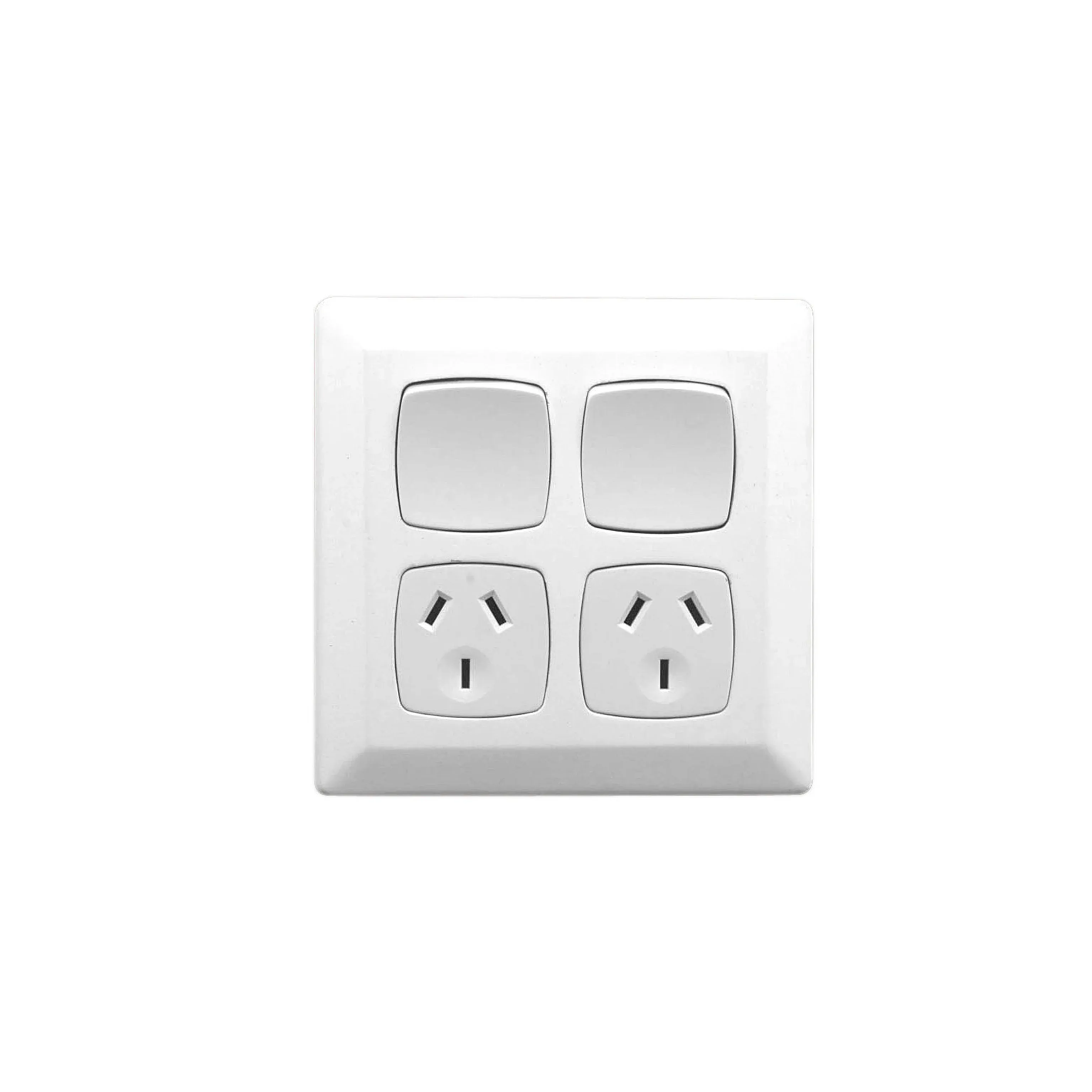 Clipsal Double Power Point Flush Mount Large 10A 250V 1 Pole Vertical White | P2025/2WE