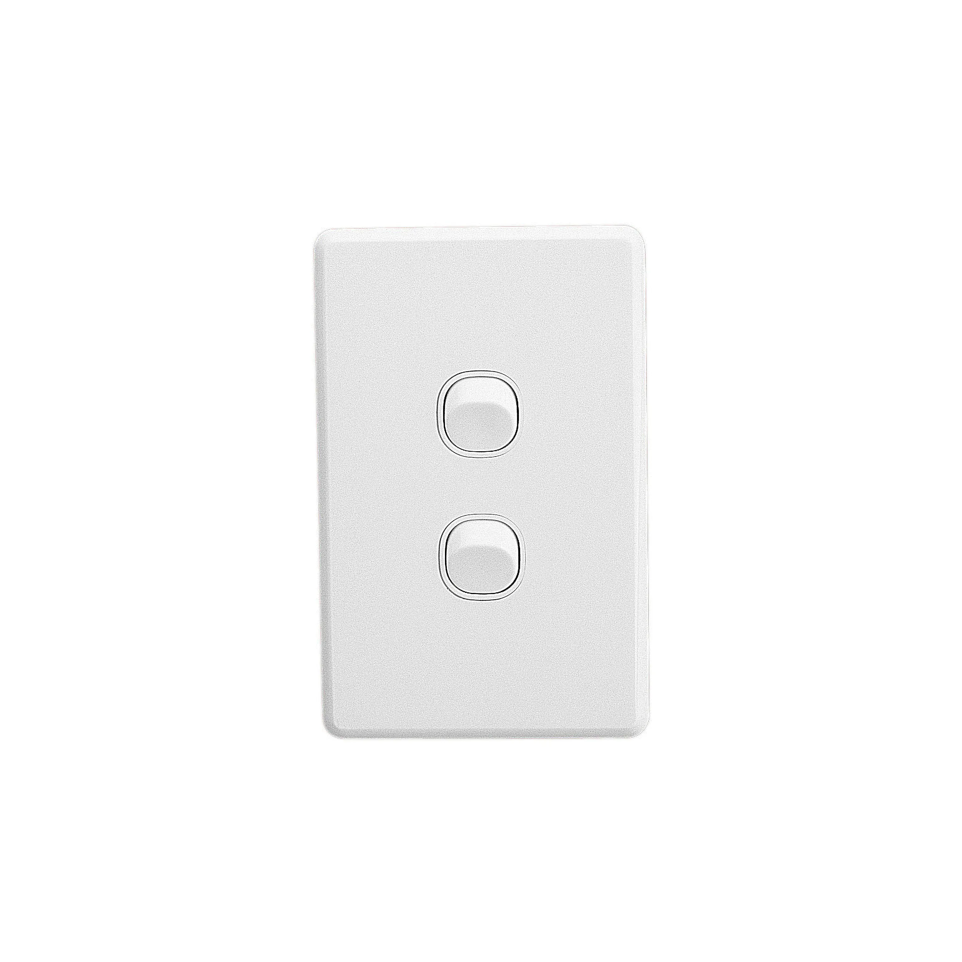 Clipsal Switch Flush Mount Rocker Standard 2 Gang 10A/AX 250V 1 Pole 1/2 Way Vertical White | C2032VAWE