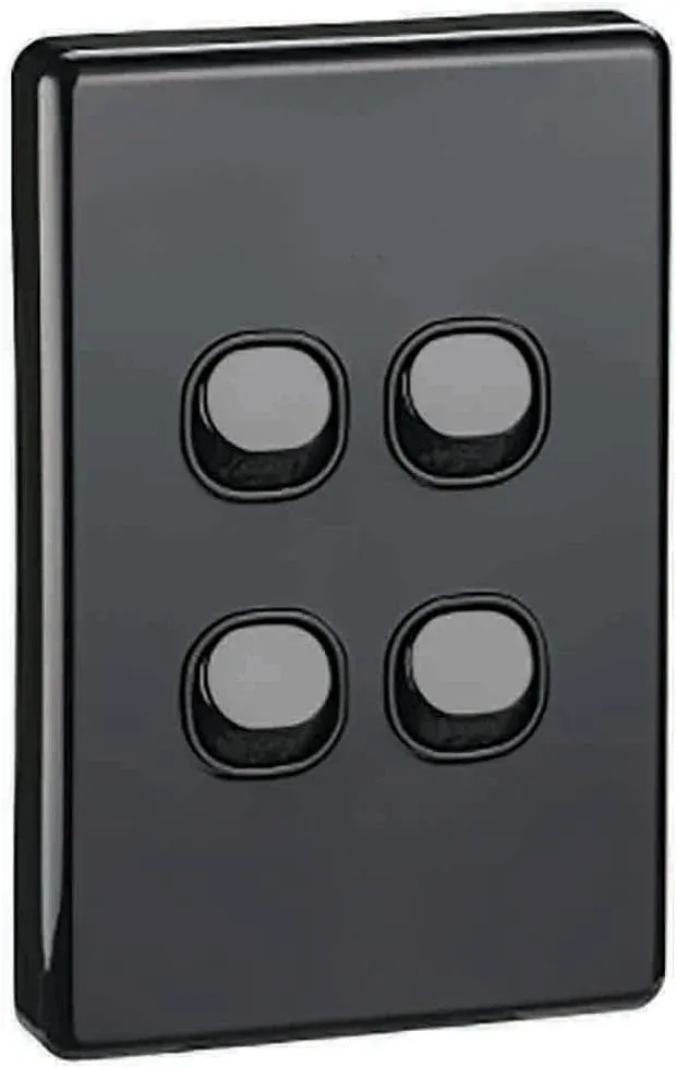 Clipsal Switch C2000 Series 4 Gang Vertical 250V 10A Black C2034VA-BK
