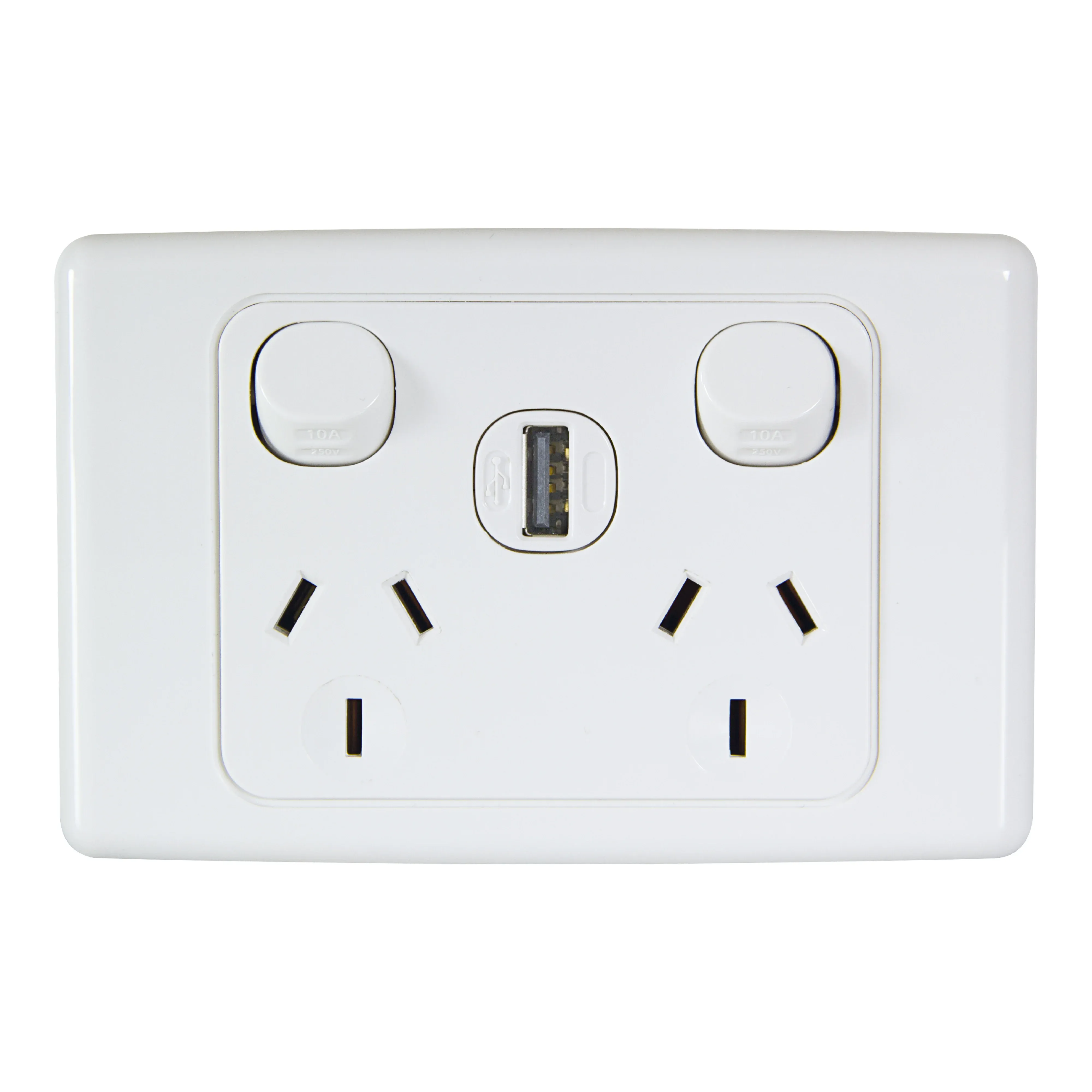 Clipsal Power Point 10A Single 2000 Series Horizontal White With USB | 2025USBC-WE