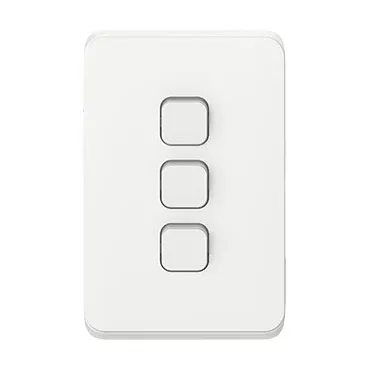 Clipsal Iconic Switch Plate Skin 3 Gang, Horizontal/Vertical Mount | Vivid White | 3043C-VW