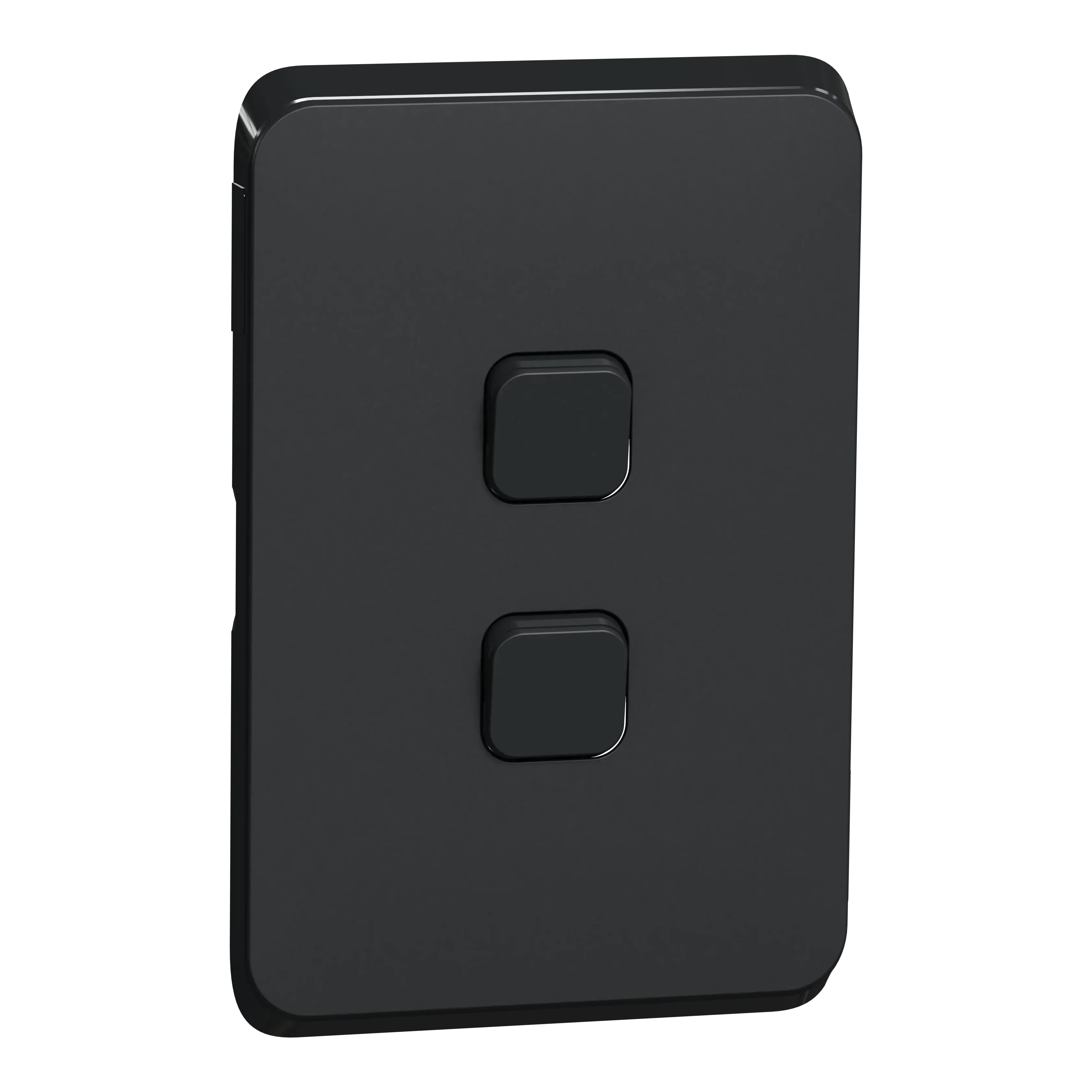 Clipsal Iconic Switch Plate Skin 2 Gang, Horizontal/Vertical Mount, Clip-On | Extra Black 3042C-XB