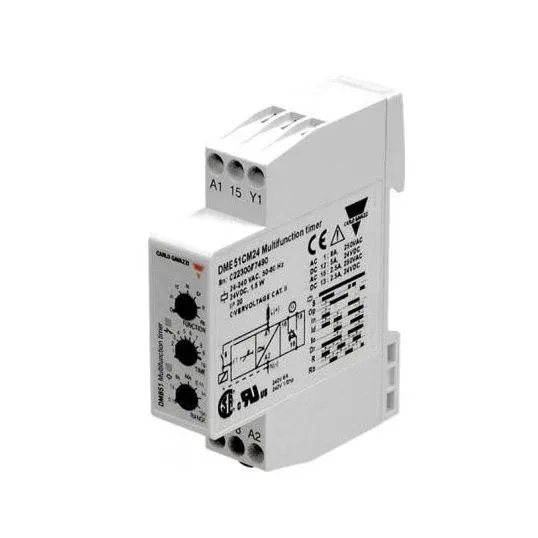 Carlo Gavazzi Time Delay Relay Electronic DIN 35 Rail Mount 1CO Multifunction 100ms-100Hr 12-240VAC/DC | DMB51CW24