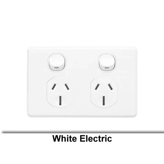 Clipsal Double Power Point Flush Mount Standard 15A 250V 1 Pole Horizontal White | C2025/15WE