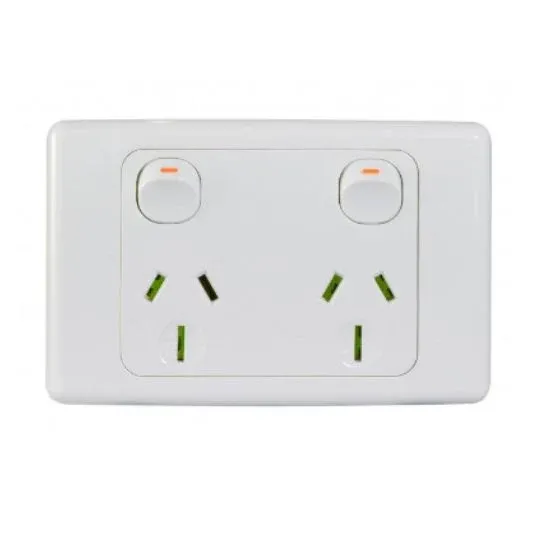 GSME Double Power Point Flush Mount Standard 15A 250V Horizontal White | COPP152G