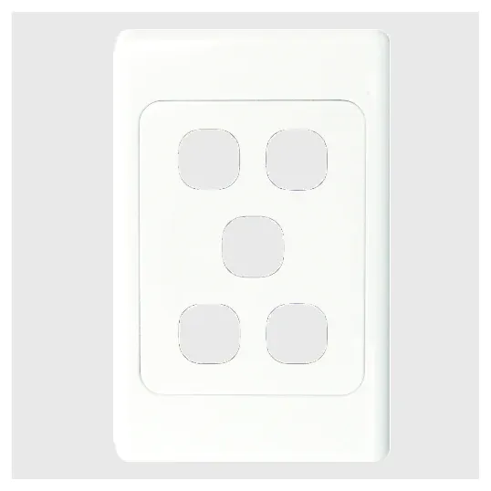 GSME Switch Cover Plate Flush Mount Standard 5 Gang Vertical White | COSWPV5G